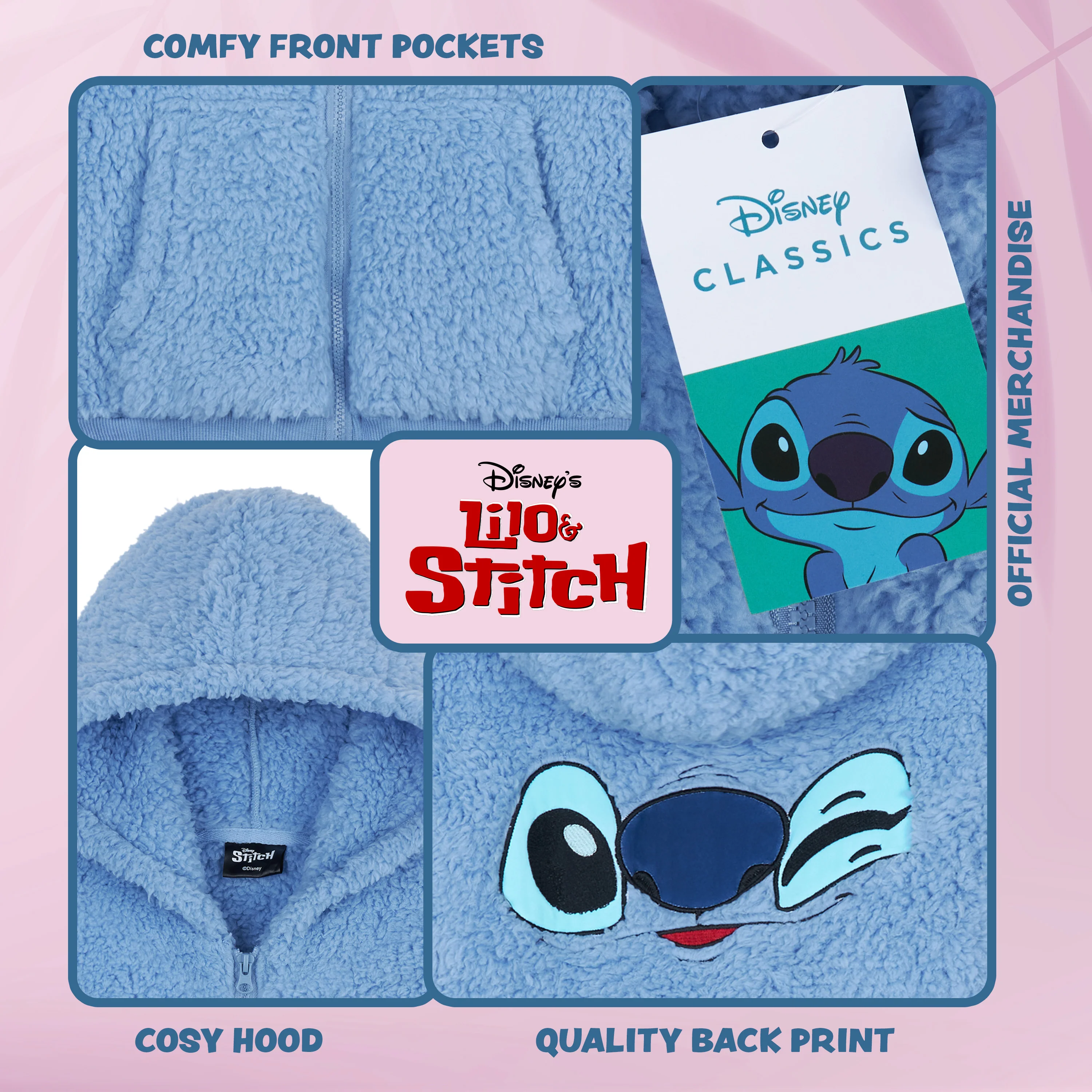 Disney Stitch Sherpa Hoodie for Girls, Zip Up Fleece Fluffy Hoodie for Kids Teens - Image 5