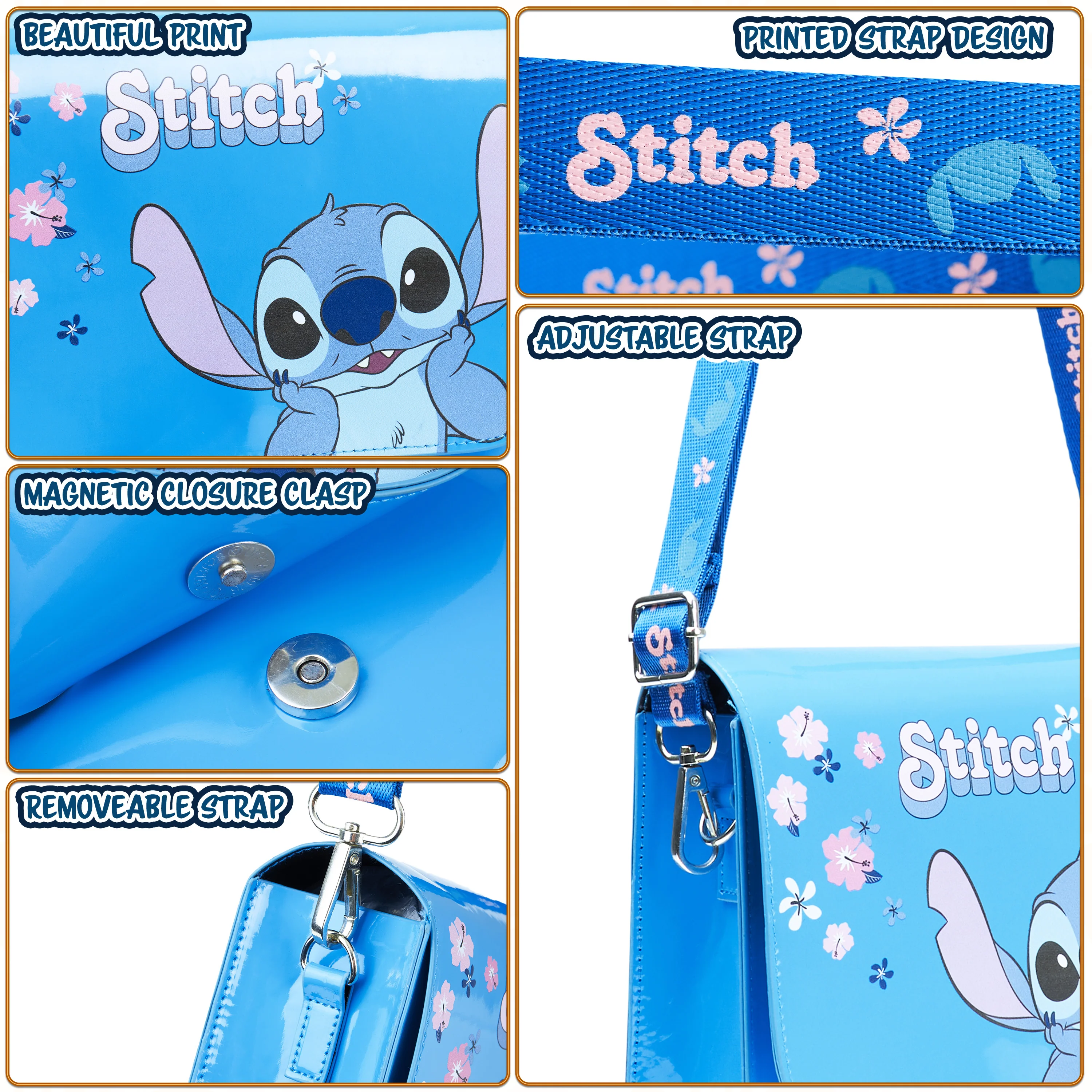 Disney Stitch Shoulder Bag for Kids Blue Girls Handbag - Image 5