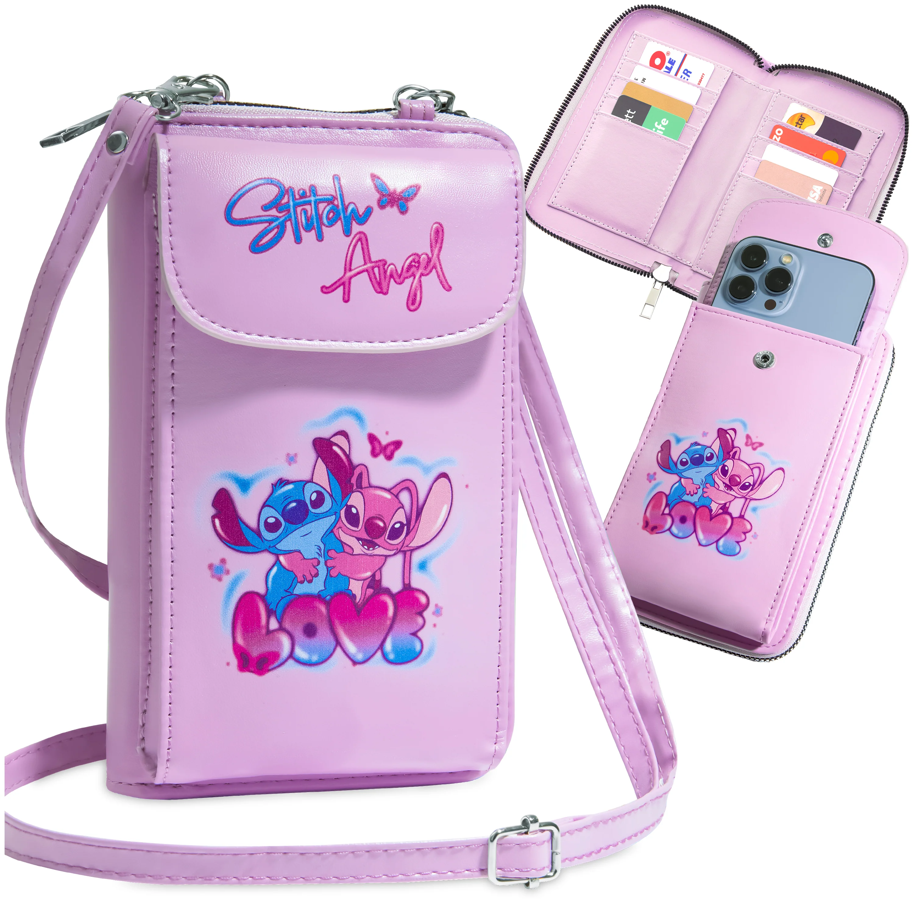 Disney Stitch Shoulder Bag for Phone Crossbody Mobile Phone Bag Wallet Girls Teenagers