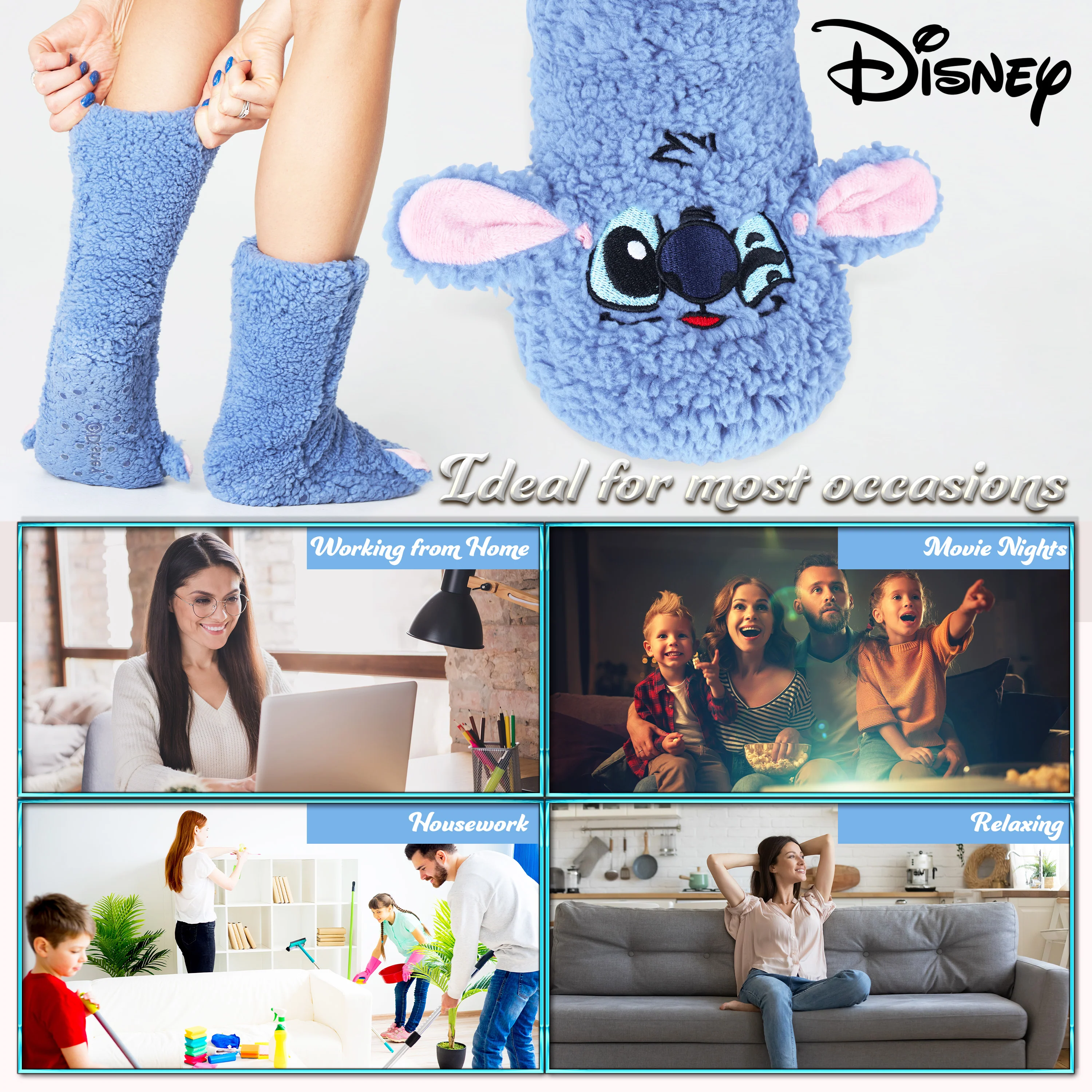 Disney Stitch Slipper Socks for Women Winter Fluffy Socks Warm - Image 4