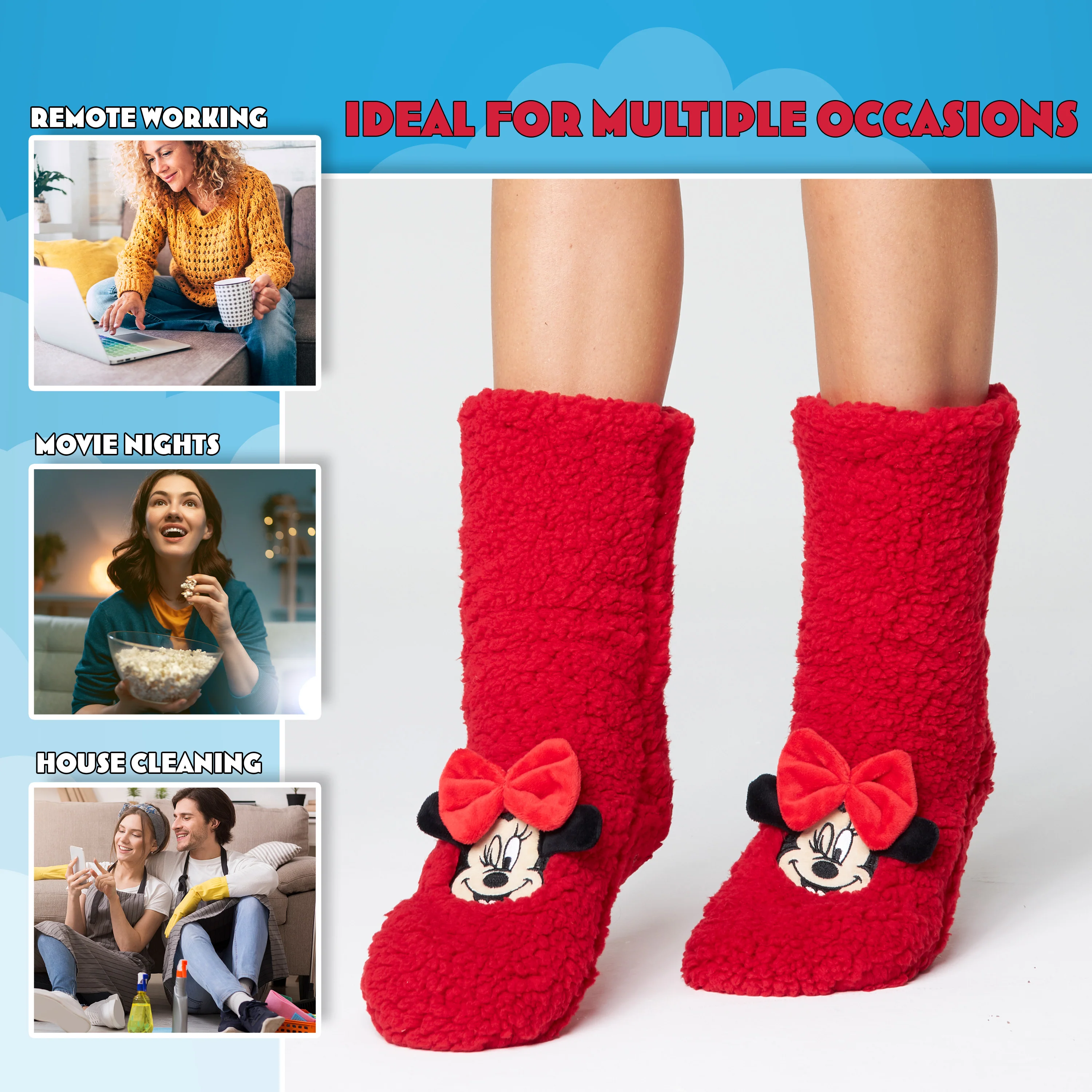 Disney Slipper Socks for Women Winter Fluffy Socks Warm-Minnie Mouse - Image 4