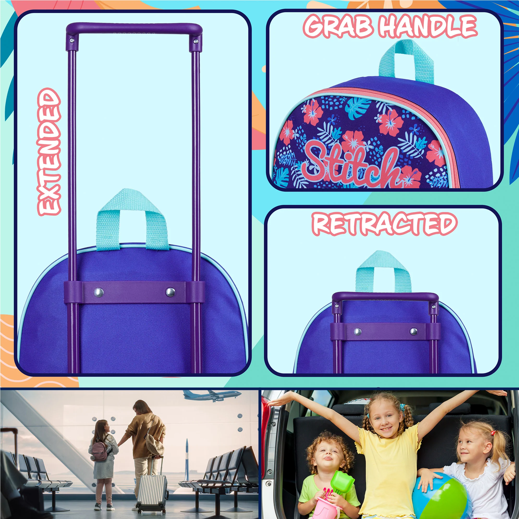Disney Stitch Suitcase - Foldable Trolley Bag 39 x 27cm 10.5 litres 2 Wheels - Image 4