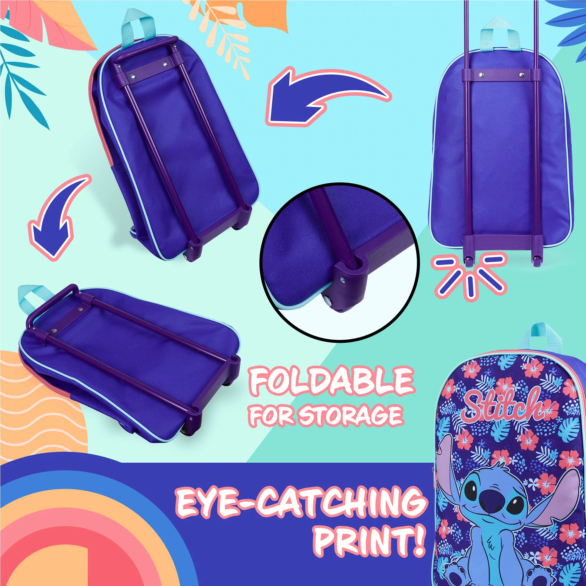 Disney Stitch Suitcase - Foldable Trolley Bag 39 x 27cm 10.5 litres 2 Wheels - Image 5