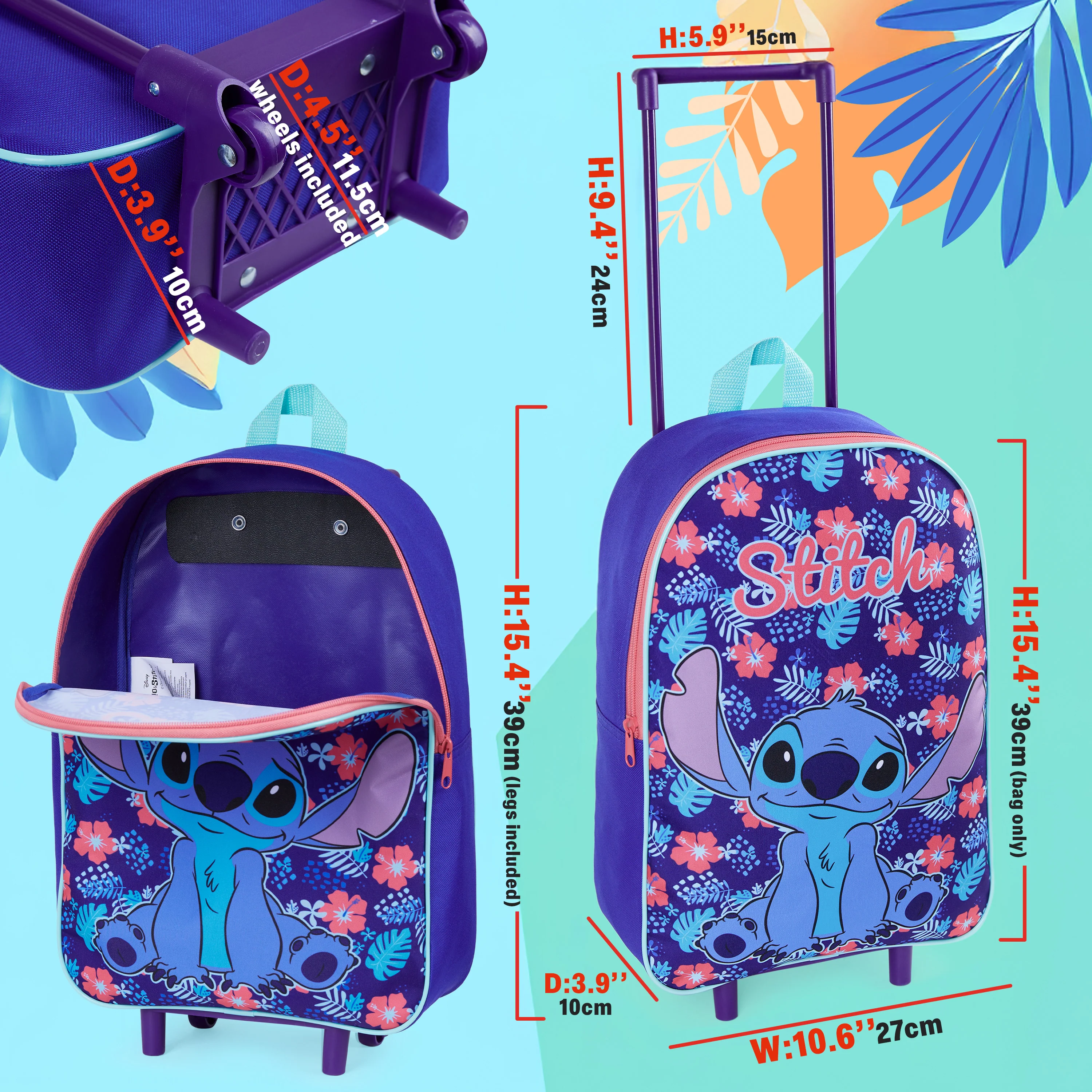Disney Stitch Suitcase - Foldable Trolley Bag 39 x 27cm 10.5 litres 2 Wheels - Image 7
