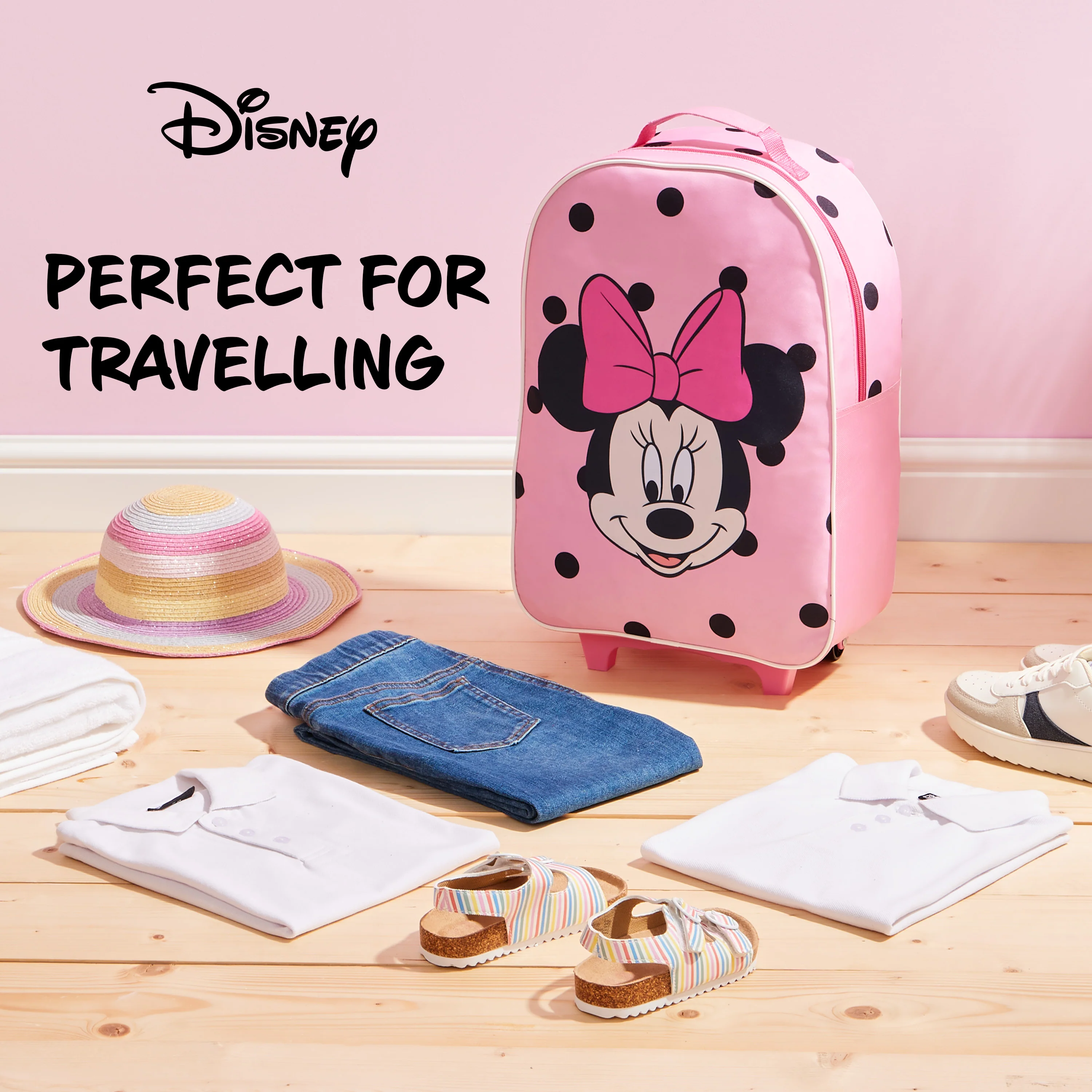 Disney Suitcase for Girls, Carry On Minnie Mouse Travel Bag with Wheels - Image 2
