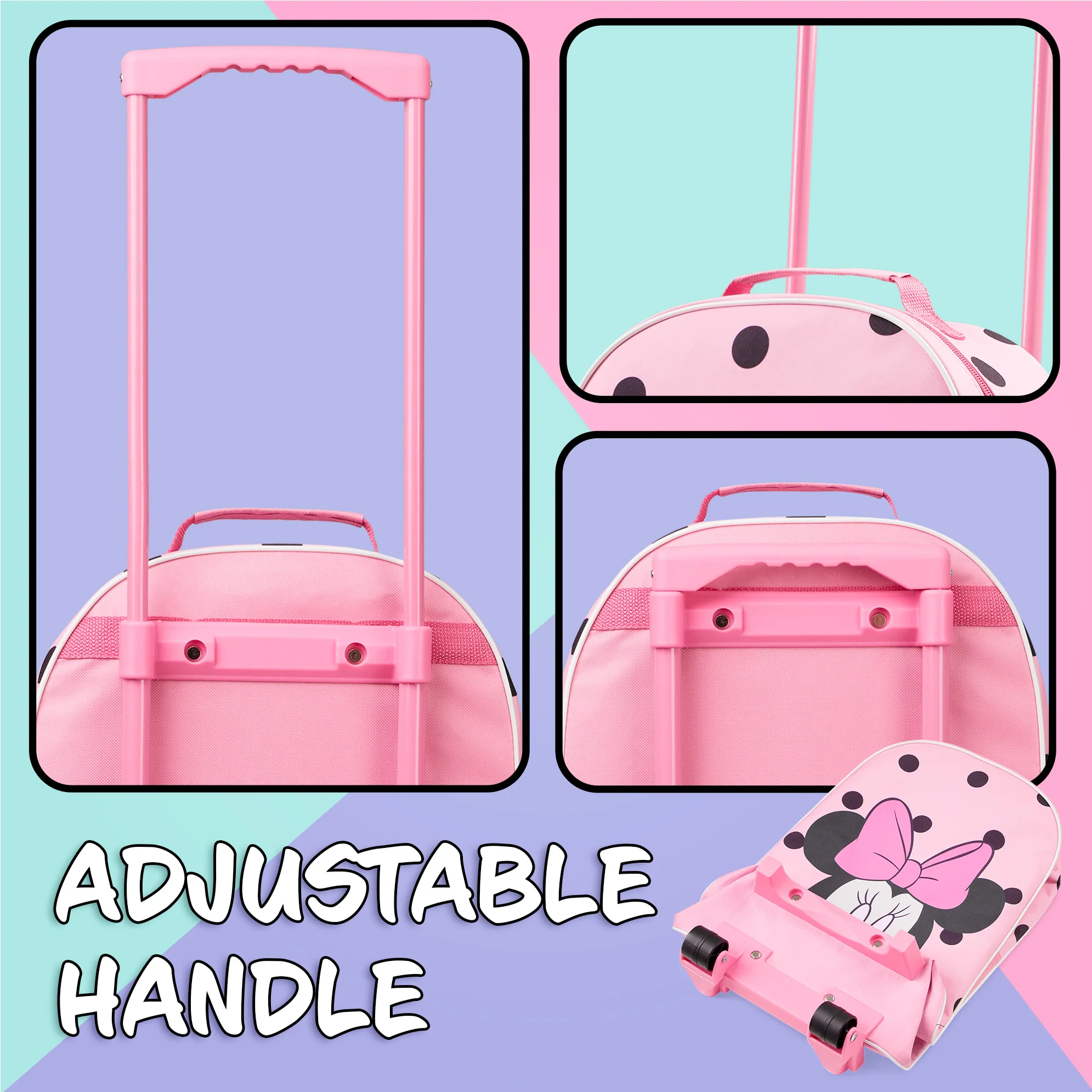 Disney Suitcase for Girls, Carry On Minnie Mouse Travel Bag with Wheels - Image 3