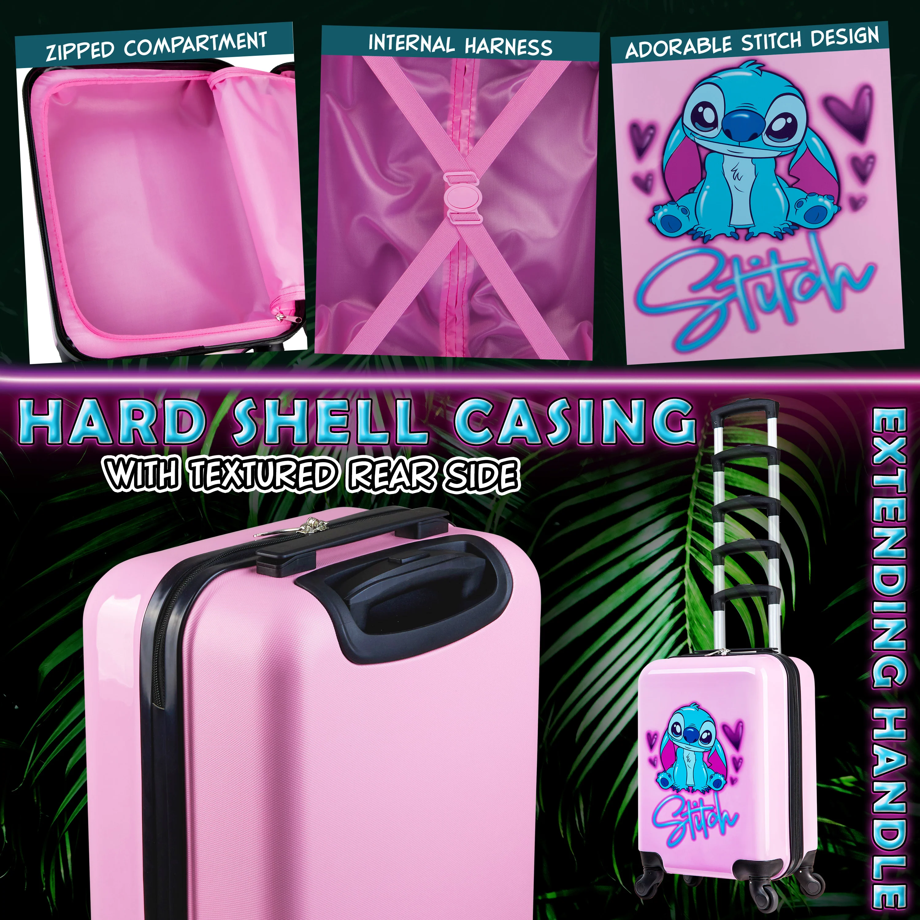 Disney Stitch Suitcase Hard Shell 49.5 x 32 x 21cm 28L Capacity - Image 5