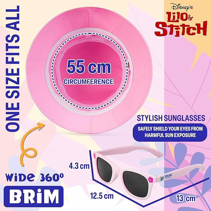 Disney Stitch Sunglasses and Bucket Hat Summer Accessories Set for Girls Lightweight - Image 6