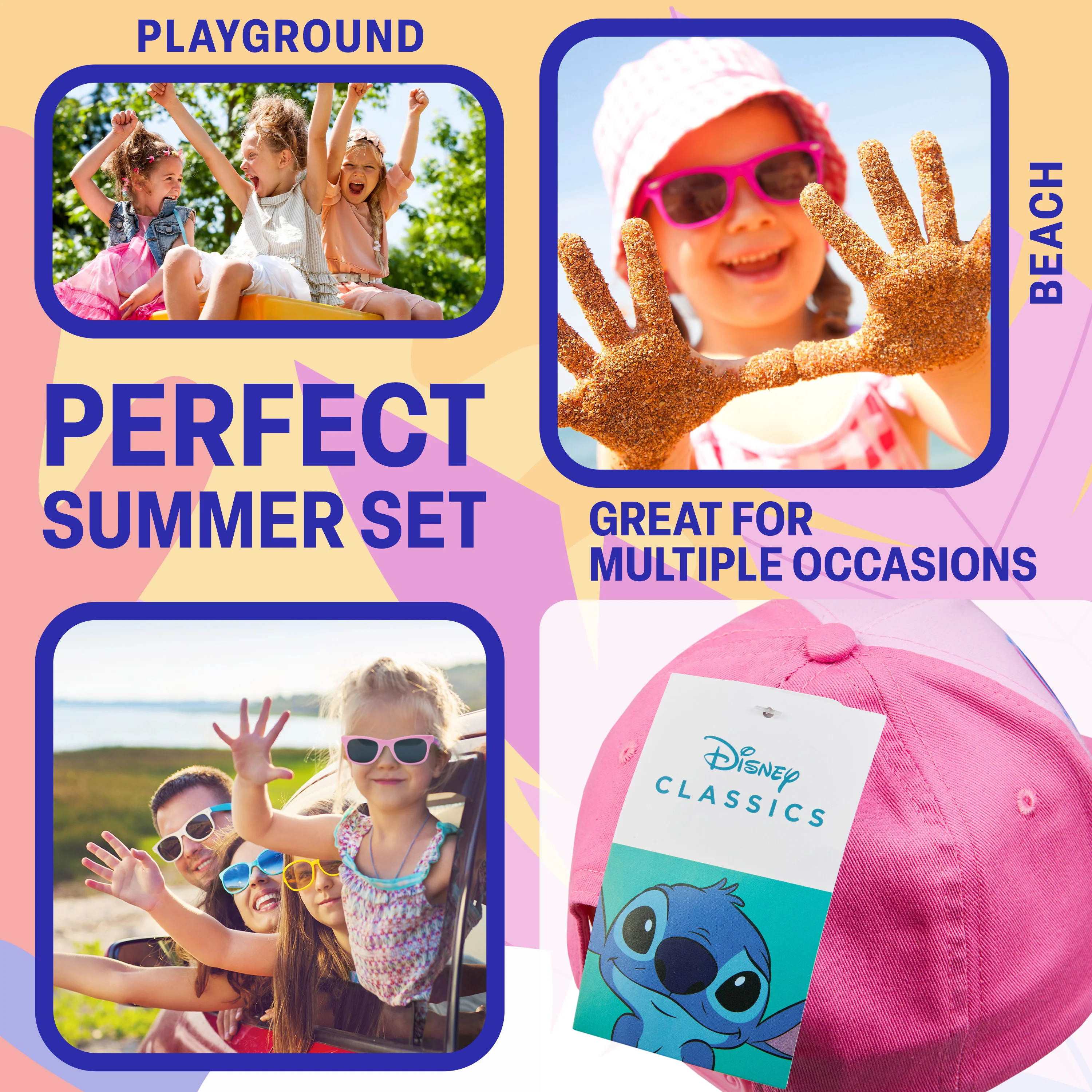 Disney Stitch Sunglasses Baseball Cap Girls Accessories Set Summer Lightweight Sun Hat - Image 5