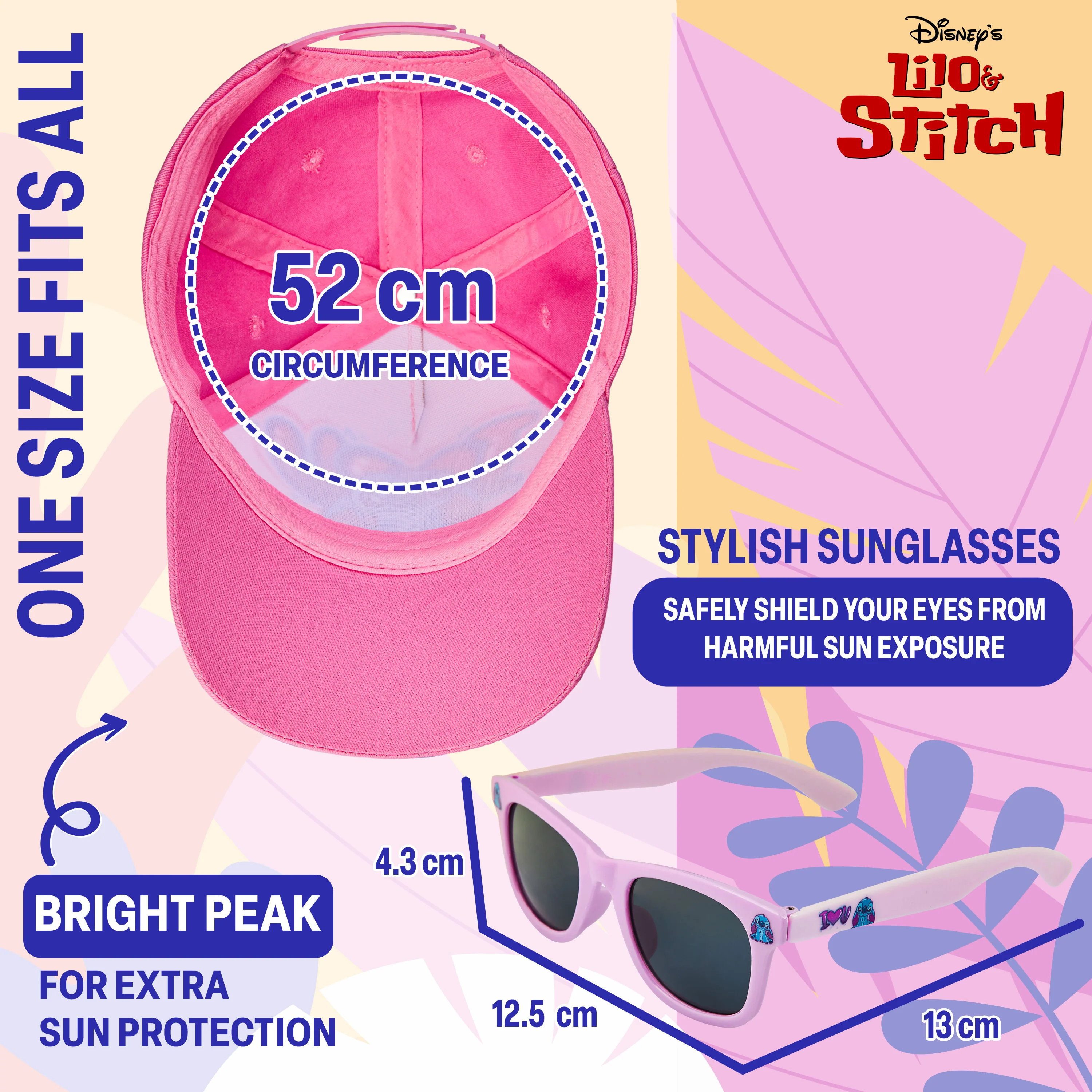 Disney Stitch Sunglasses Baseball Cap Girls Accessories Set Summer Lightweight Sun Hat - Image 6