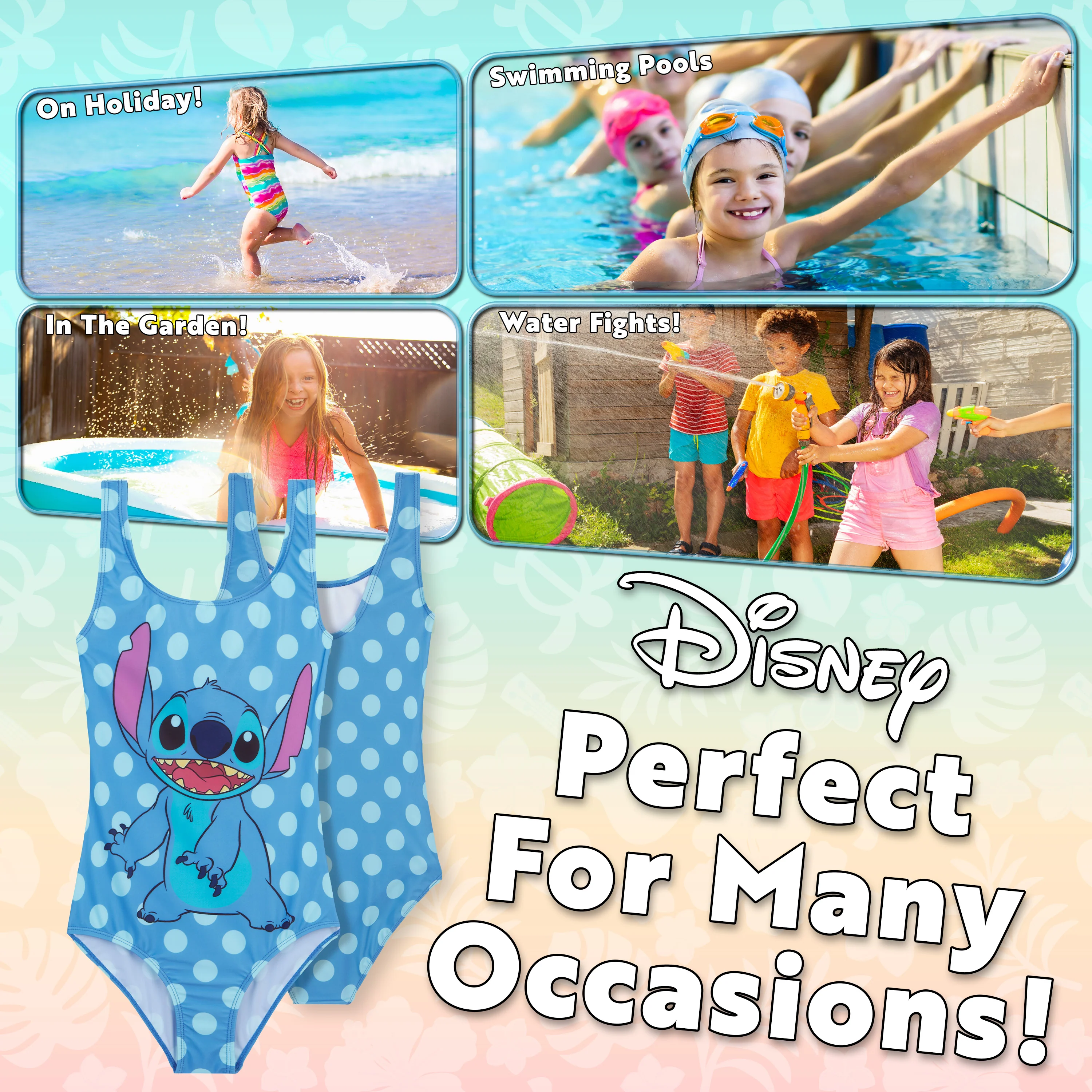 Disney Stitch Swimming Costume Girls, One Piece Swimsuit - Image 4