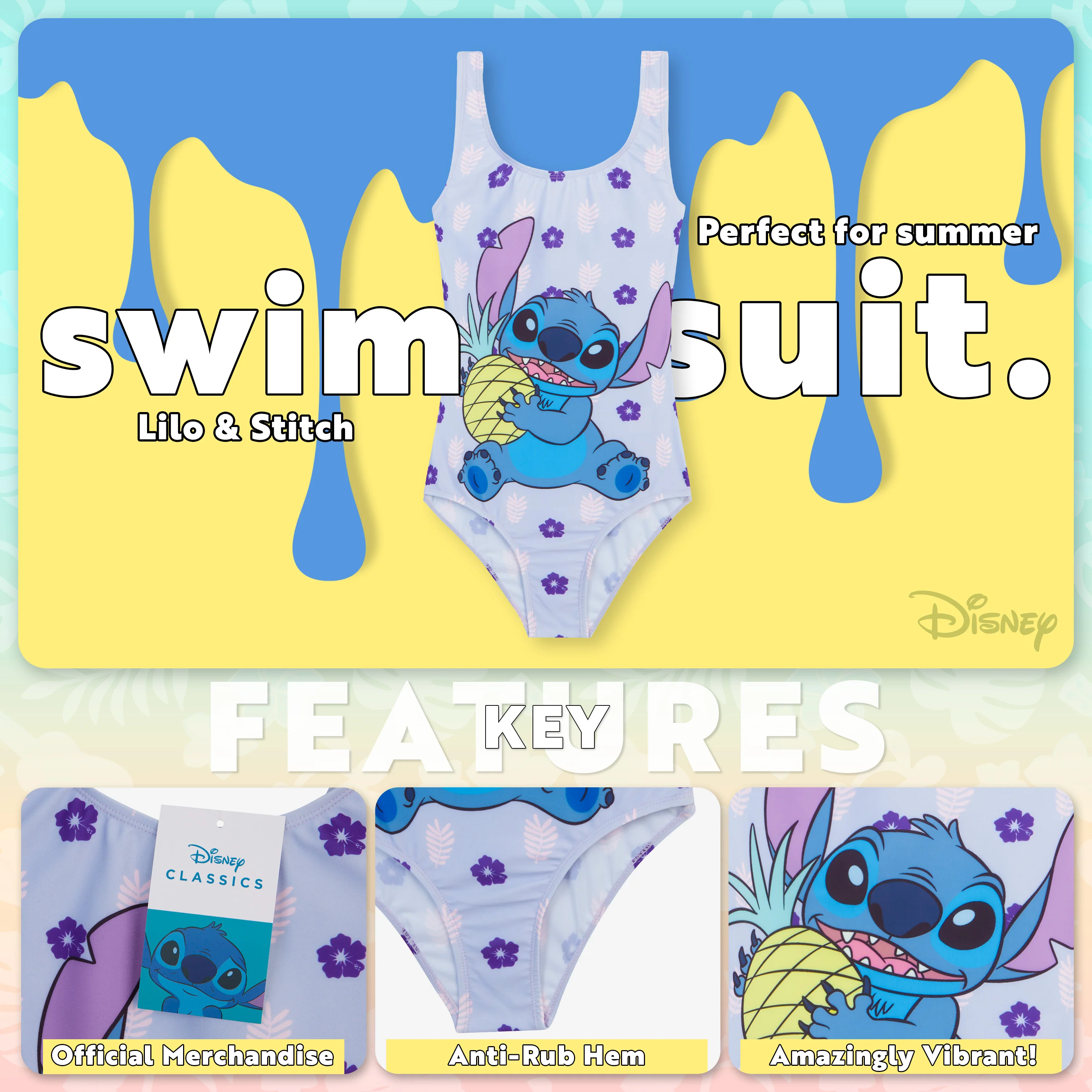 Disney Stitch Swimming Costume One Piece Swimsuit - Image 3