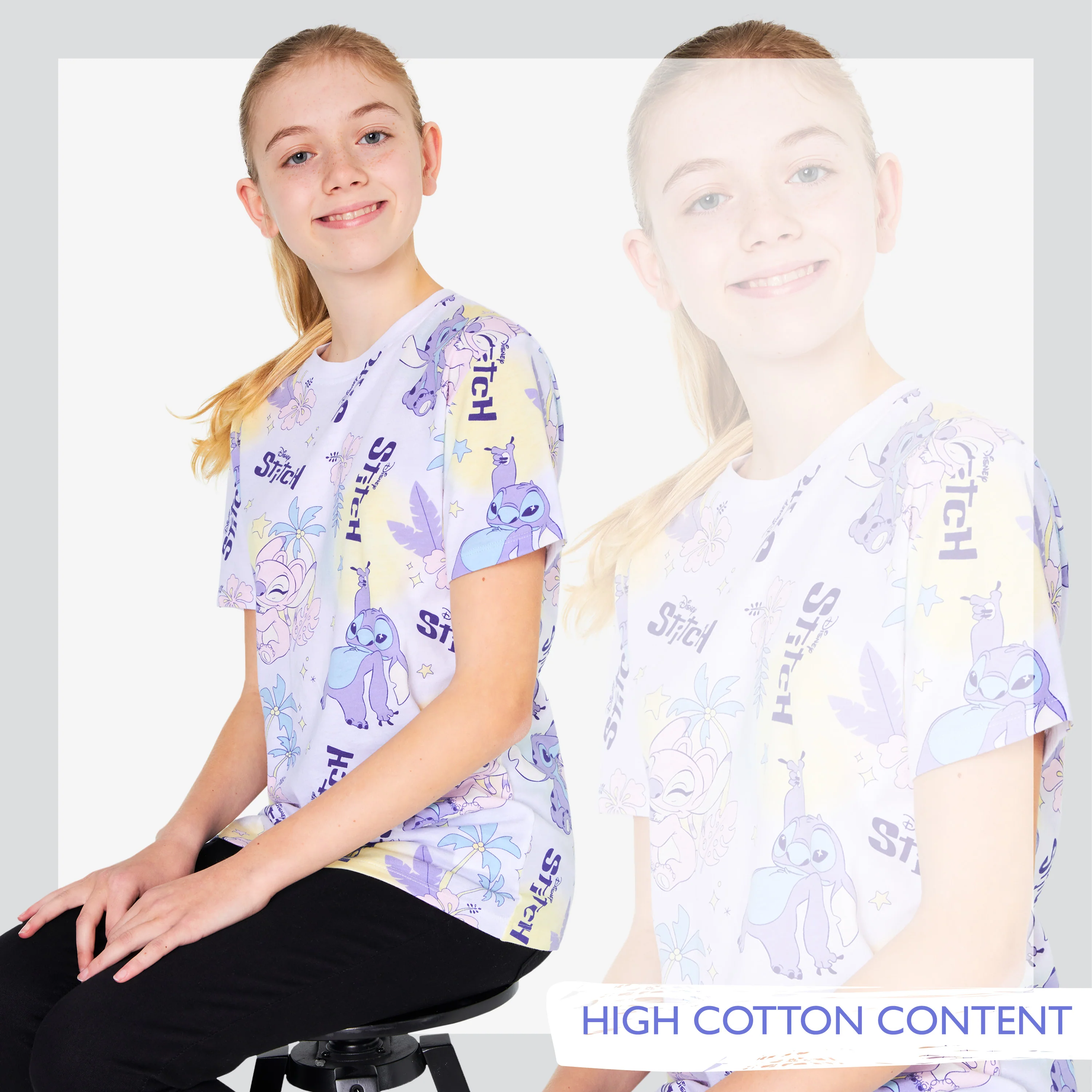 Disney Stitch T Shirt 2 Pack for Girls Ages 3 to 12 Years - Image 5