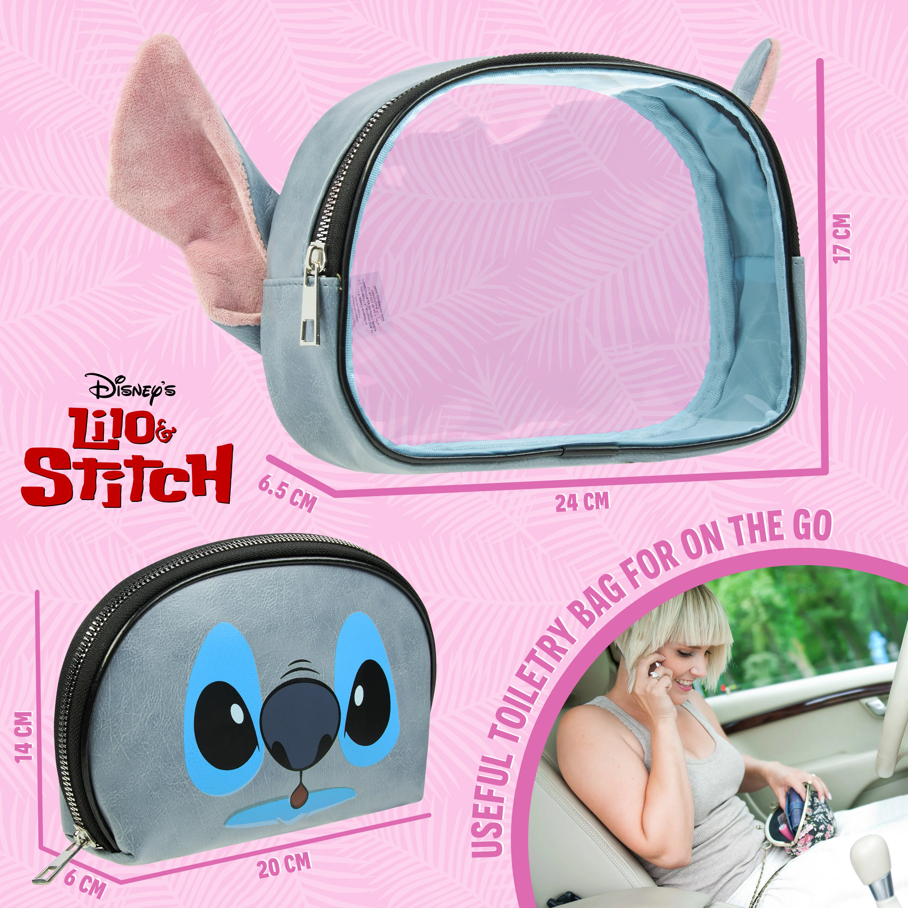 Disney Stitch Toiletry Bag for Women - Blue- 2 Pieces - Image 6