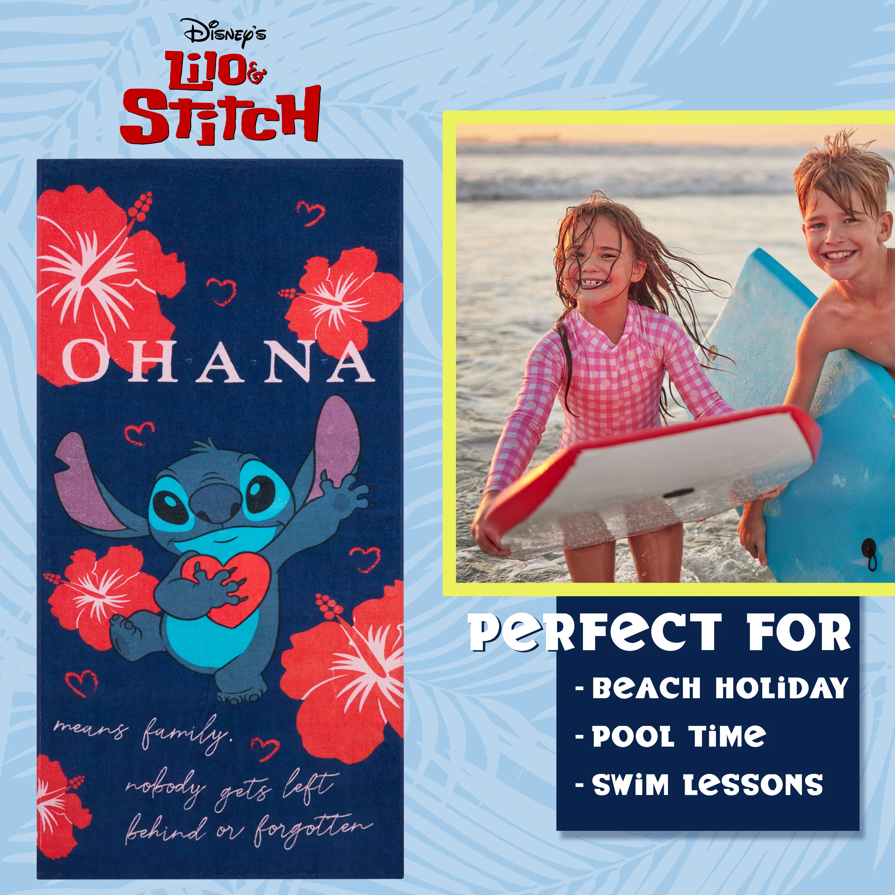 Disney Stitch Towel for Kids Toddlers Soft Absorbent Bath Shower Swimming Beach Towel - Image 3