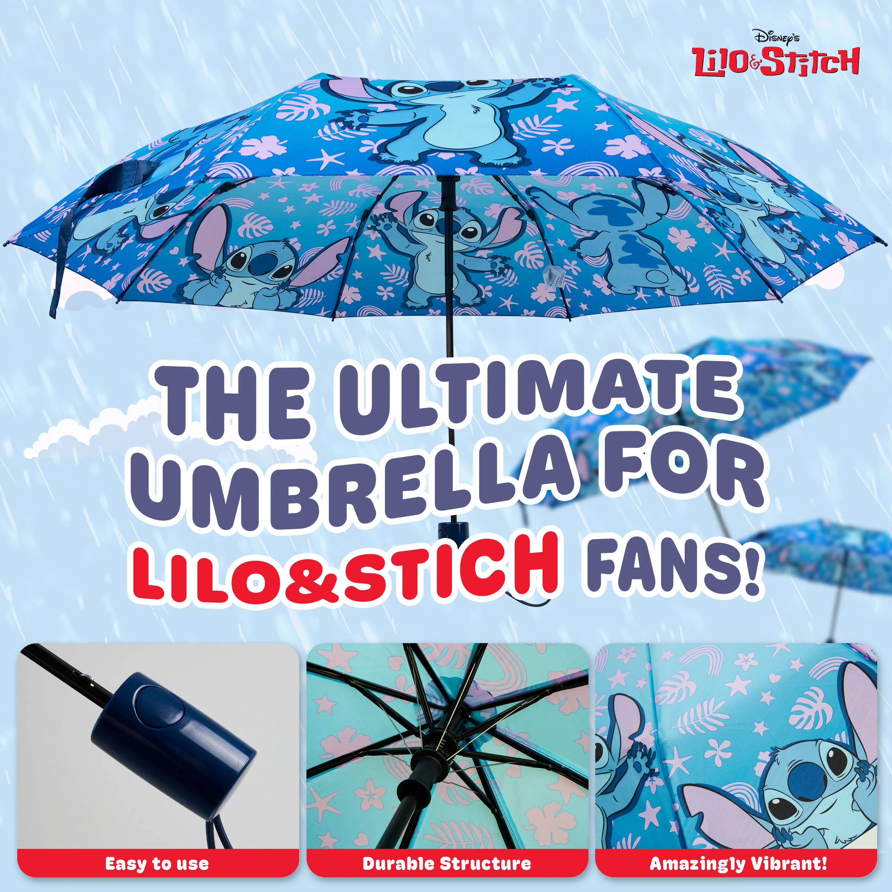 Disney Stitch Umbrella for Adults Teens Kids - Folding Telescopic Umbrella Lightweight - Image 3