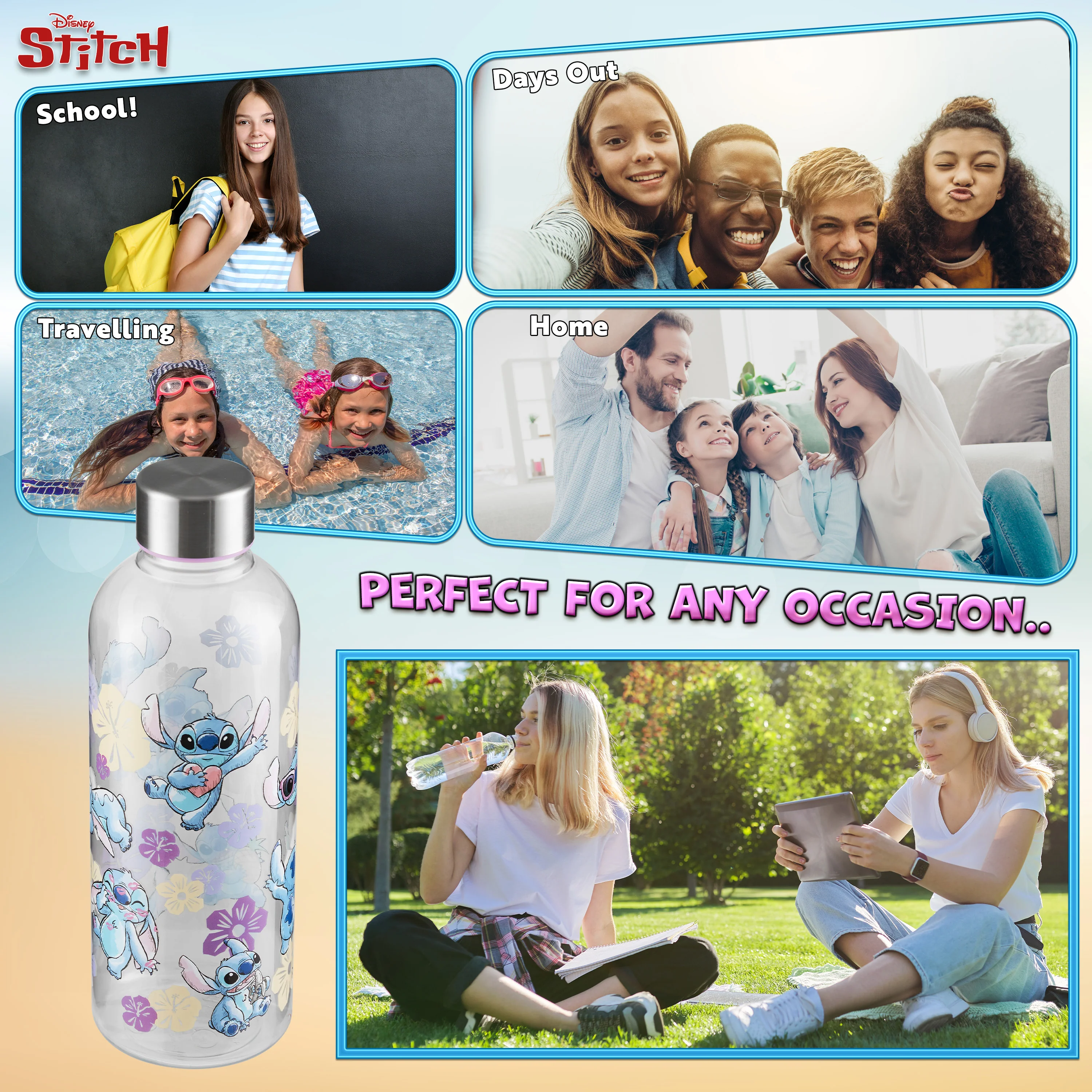 Disney Stitch Water Bottle 850ml Screw Top Bottle BPA Free Drinks Bottle for Kids and Teenagers - Image 5