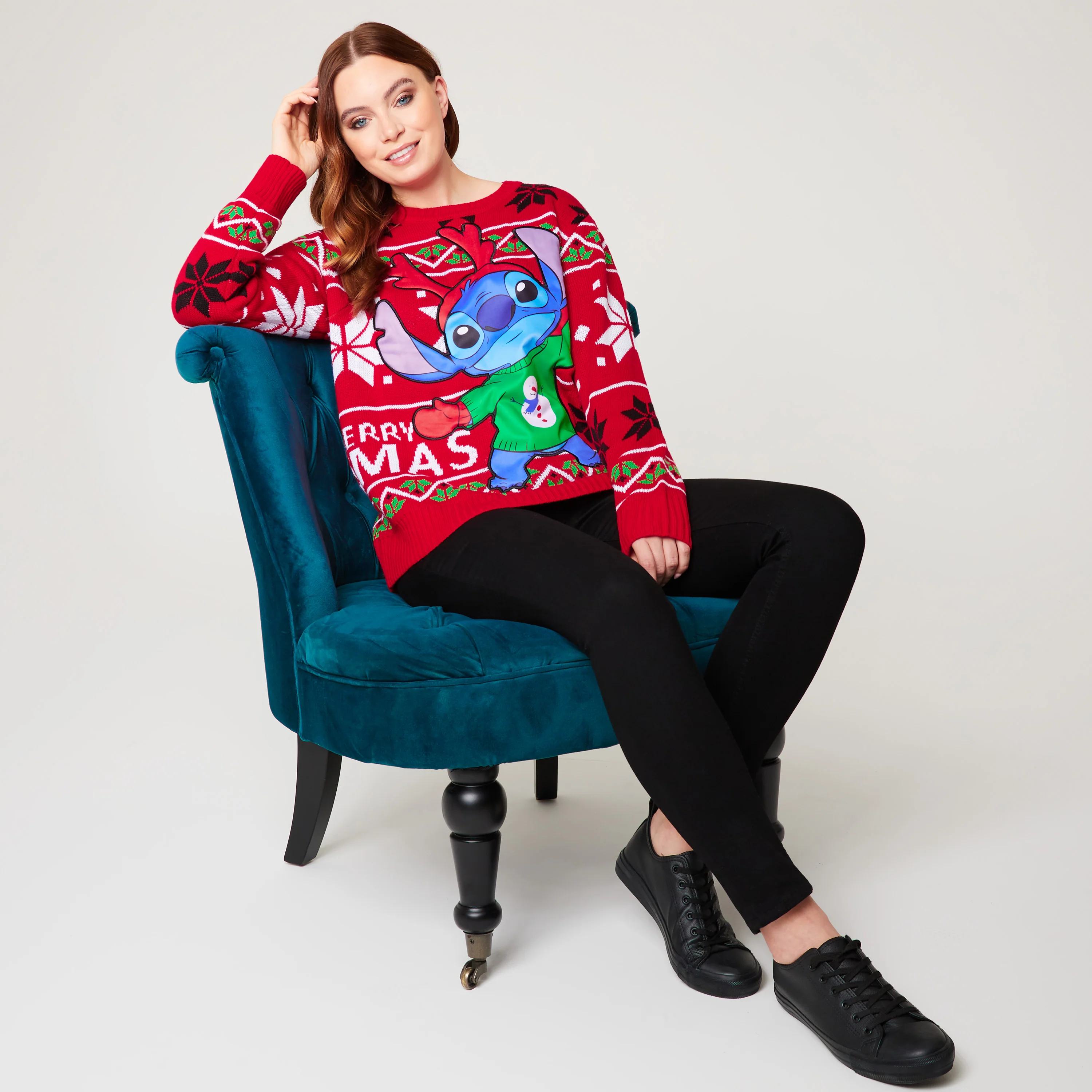 Disney Stitch Womens Christmas Jumper Crew Neck with Long Sleeves for Adults Teens - Image 4