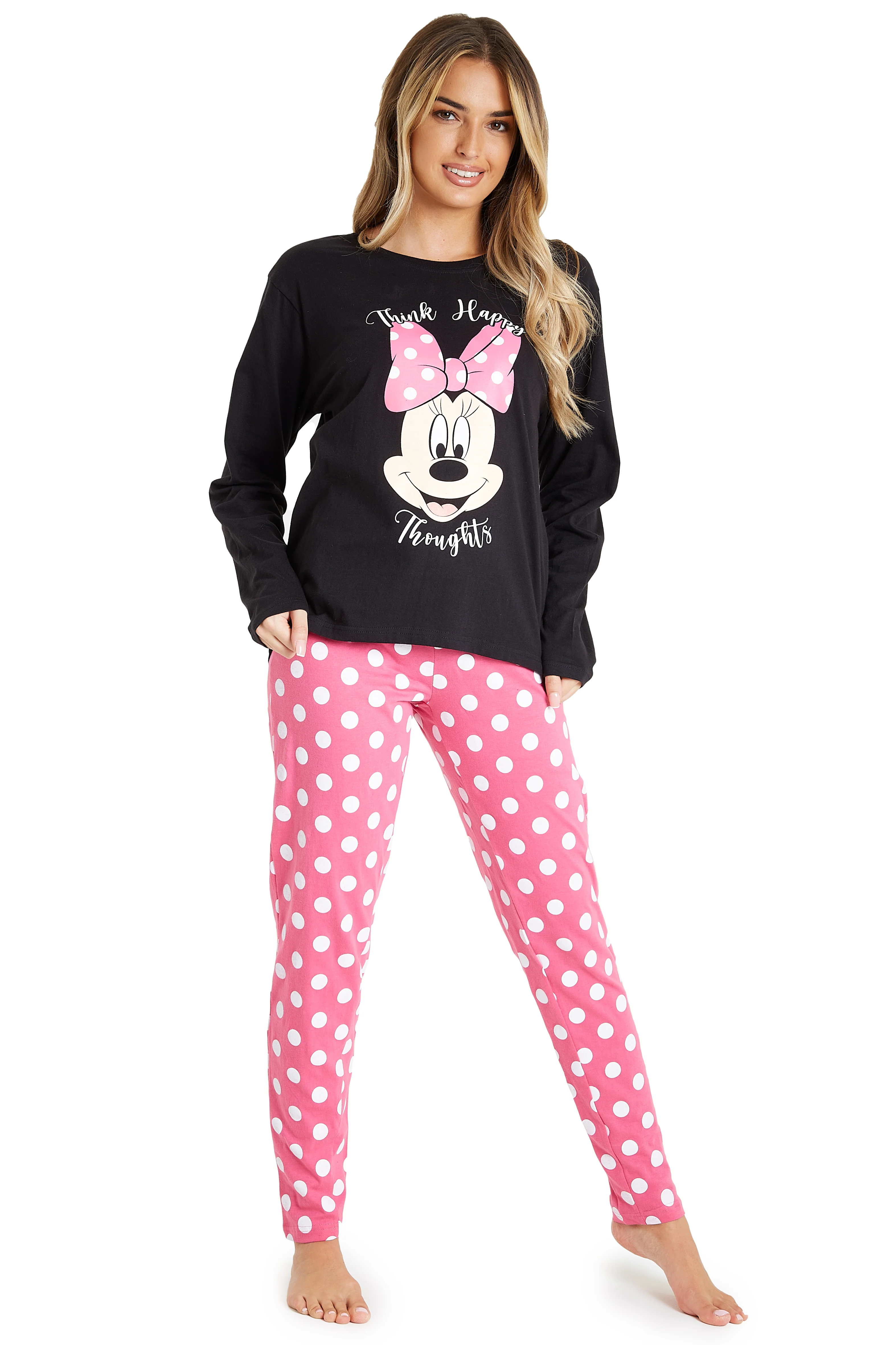 Disney Womens Pyjamas Set Nightwear Minnie Mouse Long PJs Lounge Wear Women Teen