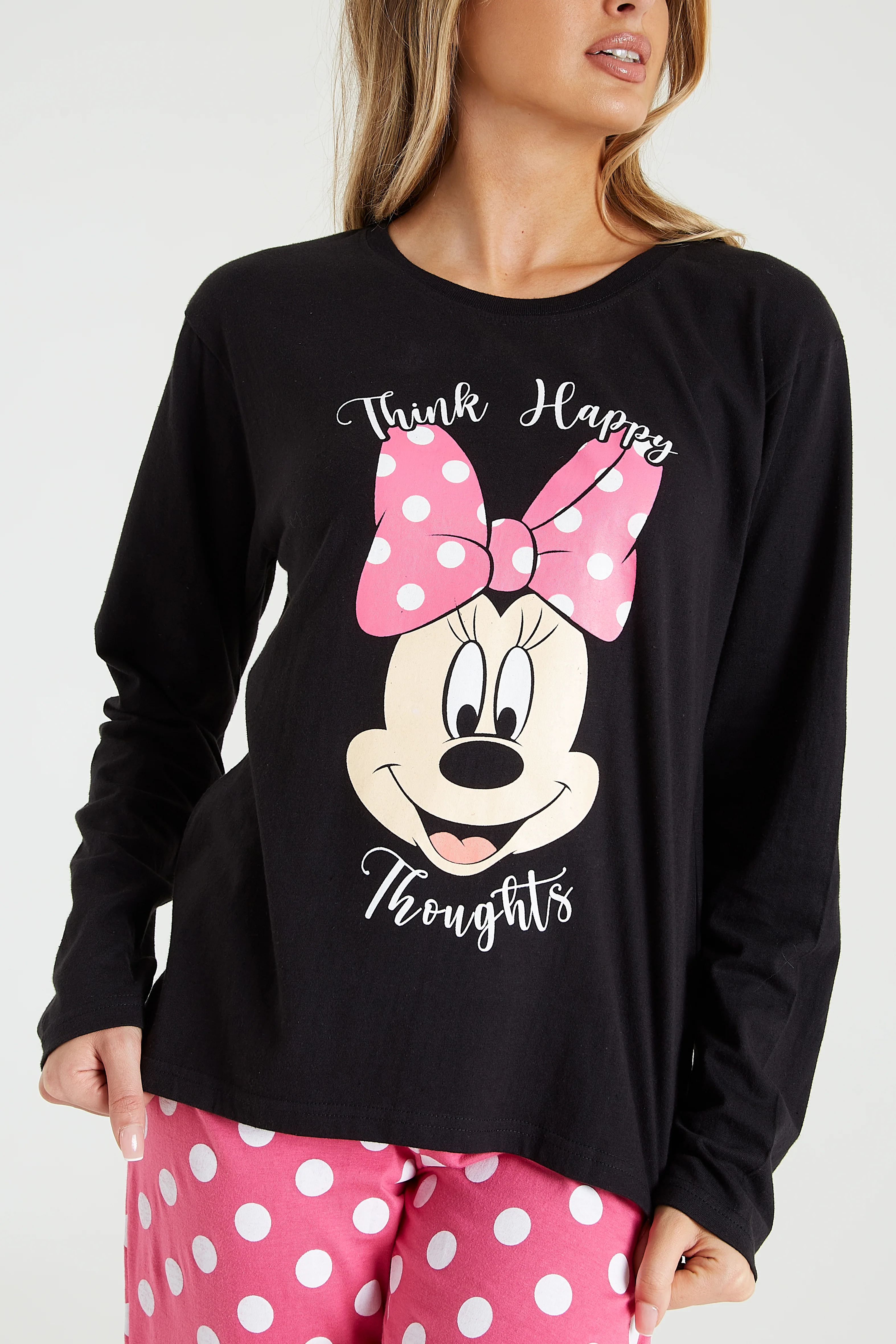 Disney Womens Pyjamas Set Nightwear Minnie Mouse Long PJs Lounge Wear Women Teen - Image 3
