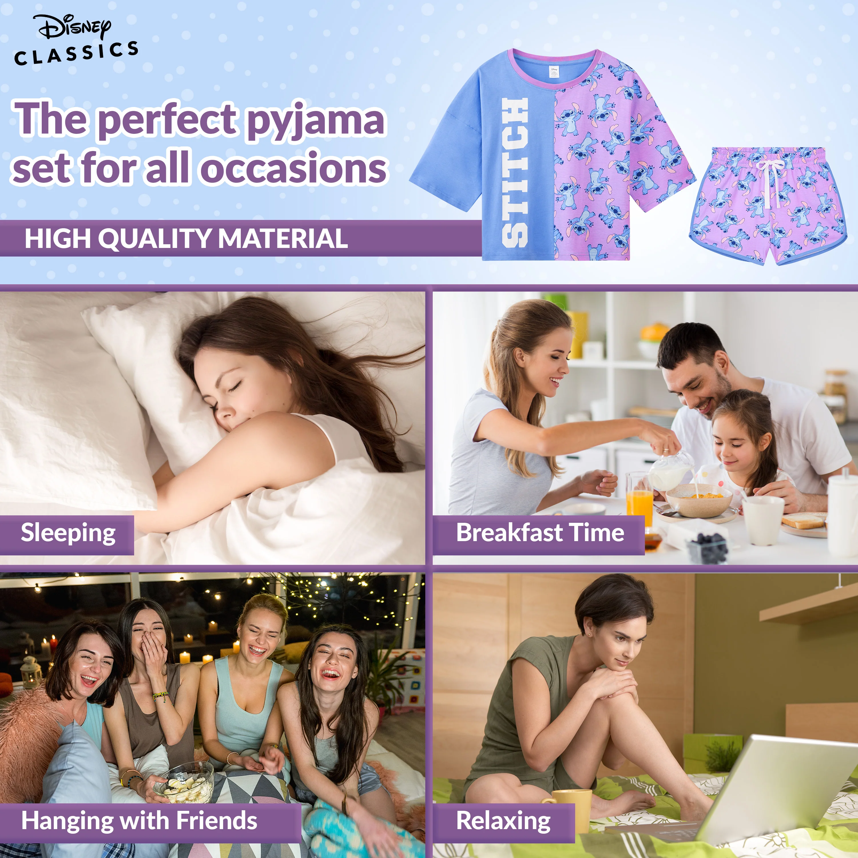 Disney Stitch Womens Pyjamas Set, Short PJs for Women - Image 4