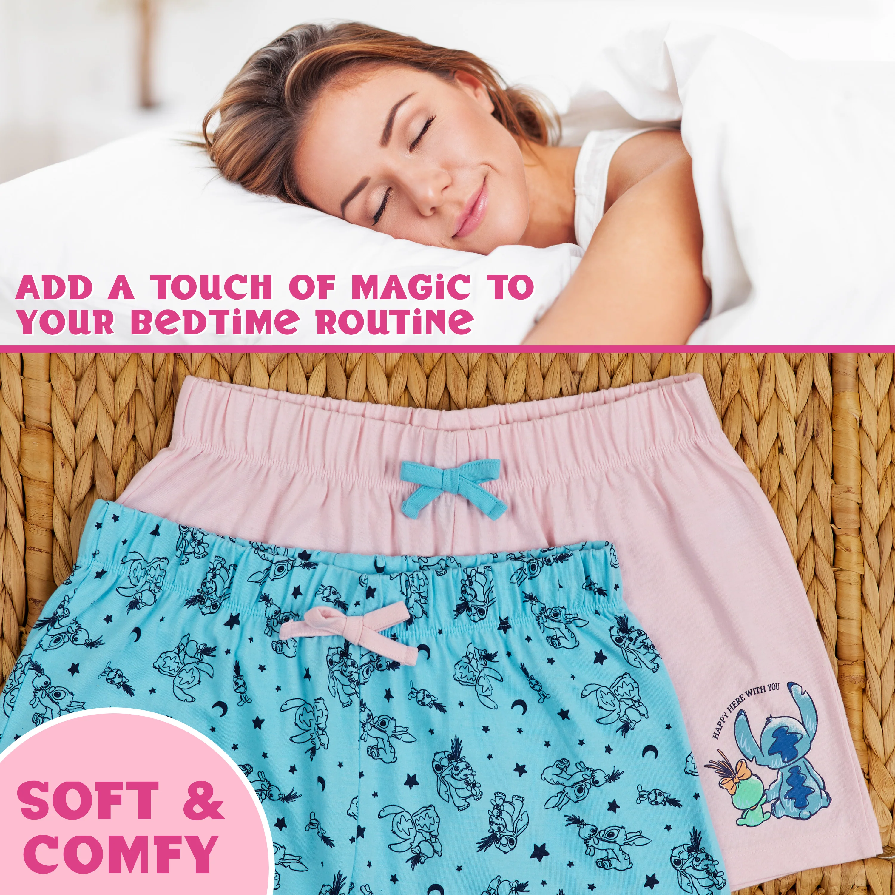 Disney Stitch Womens Short Pyjamas Set Soft Lounge Wear Pack of 2 Stitch Gifts - Image 4