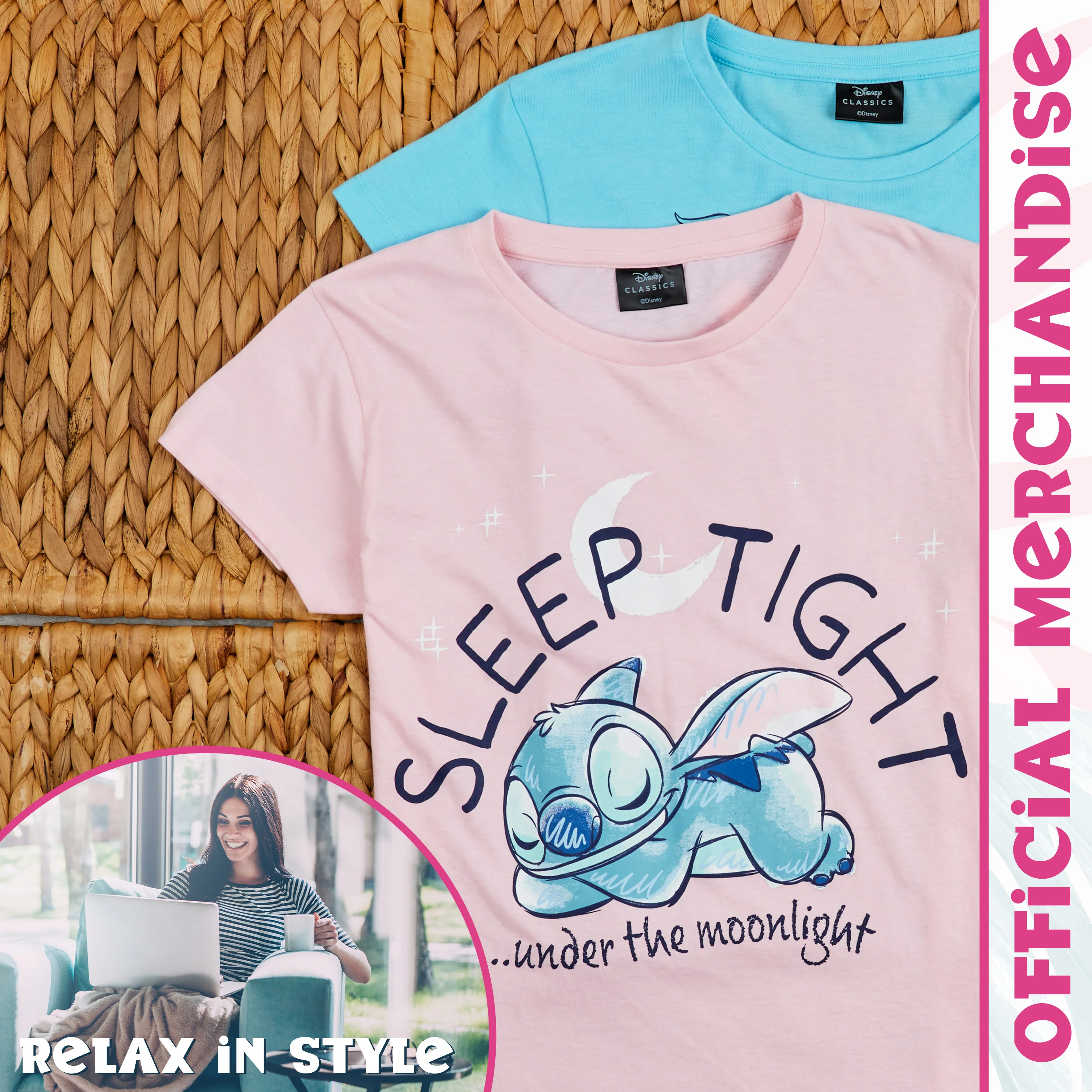 Disney Stitch Womens Short Pyjamas Set Soft Lounge Wear Pack of 2 Stitch Gifts - Image 5
