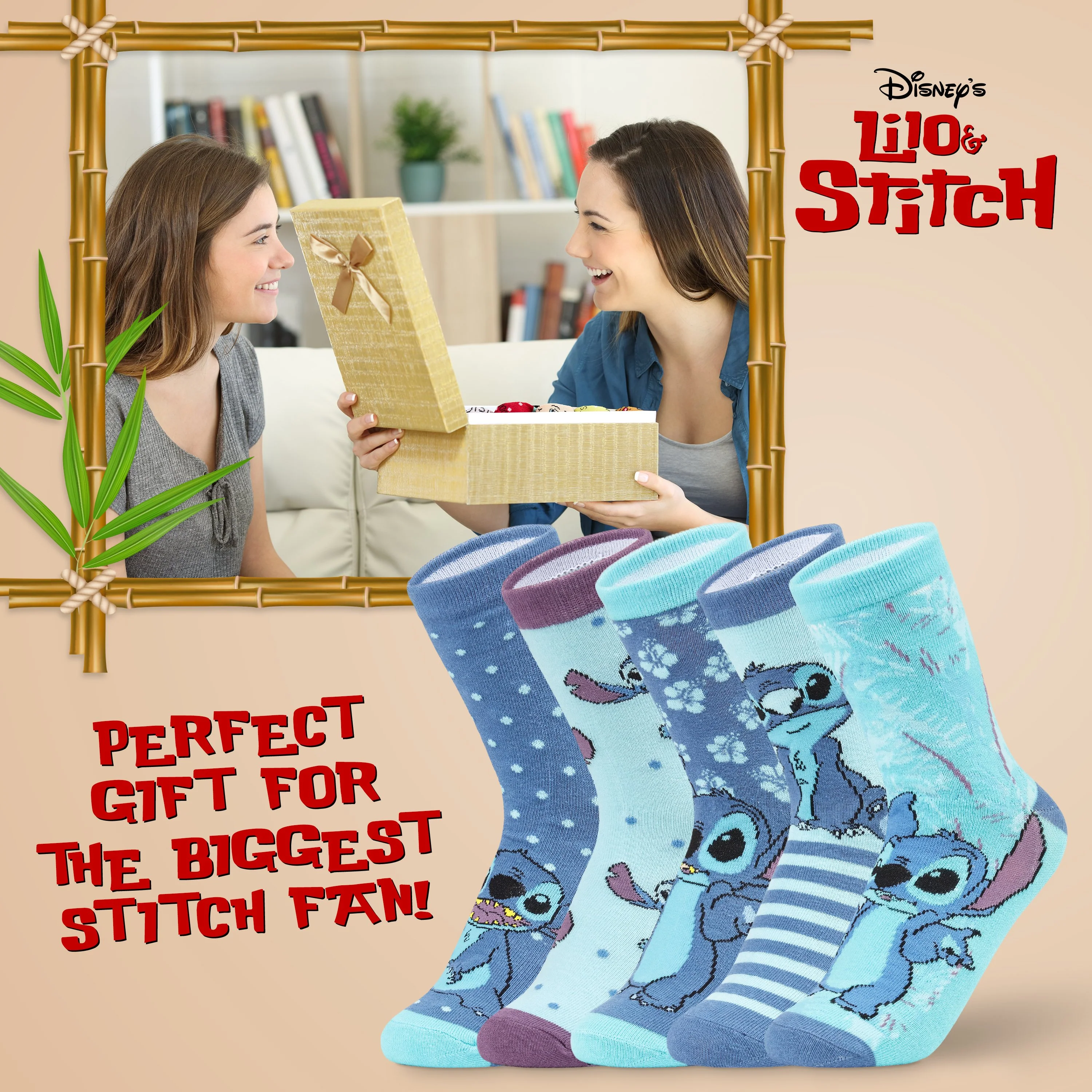 Disney Stitch Womens Socks, 5 Pairs Ladies Socks Cotton Rich, Stitch Disney Gifts - Image 2