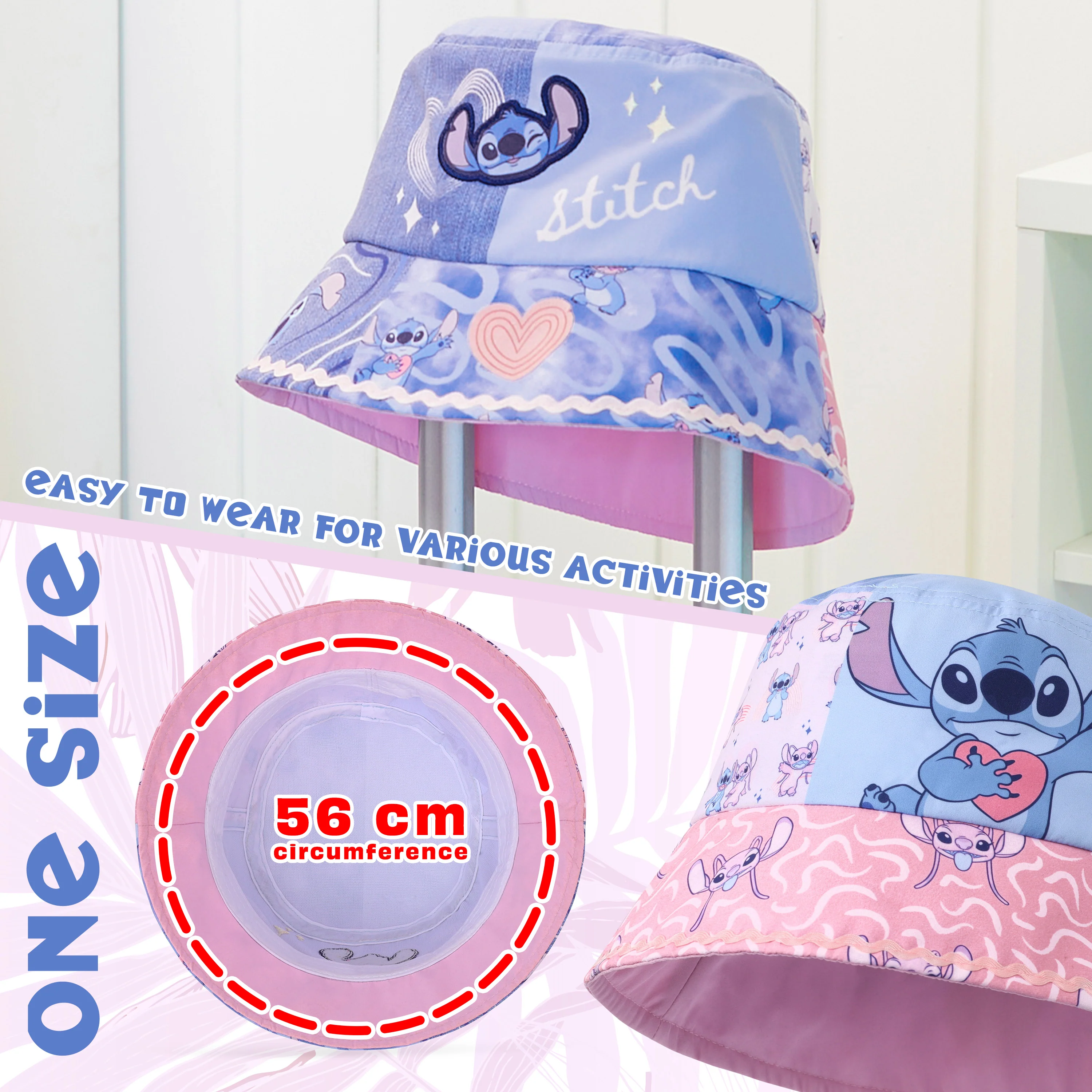 Disney Store Disney Stitch Girls Bucket Hat, Sun Hat for Kids Summer Holiday Essentials - Image 6