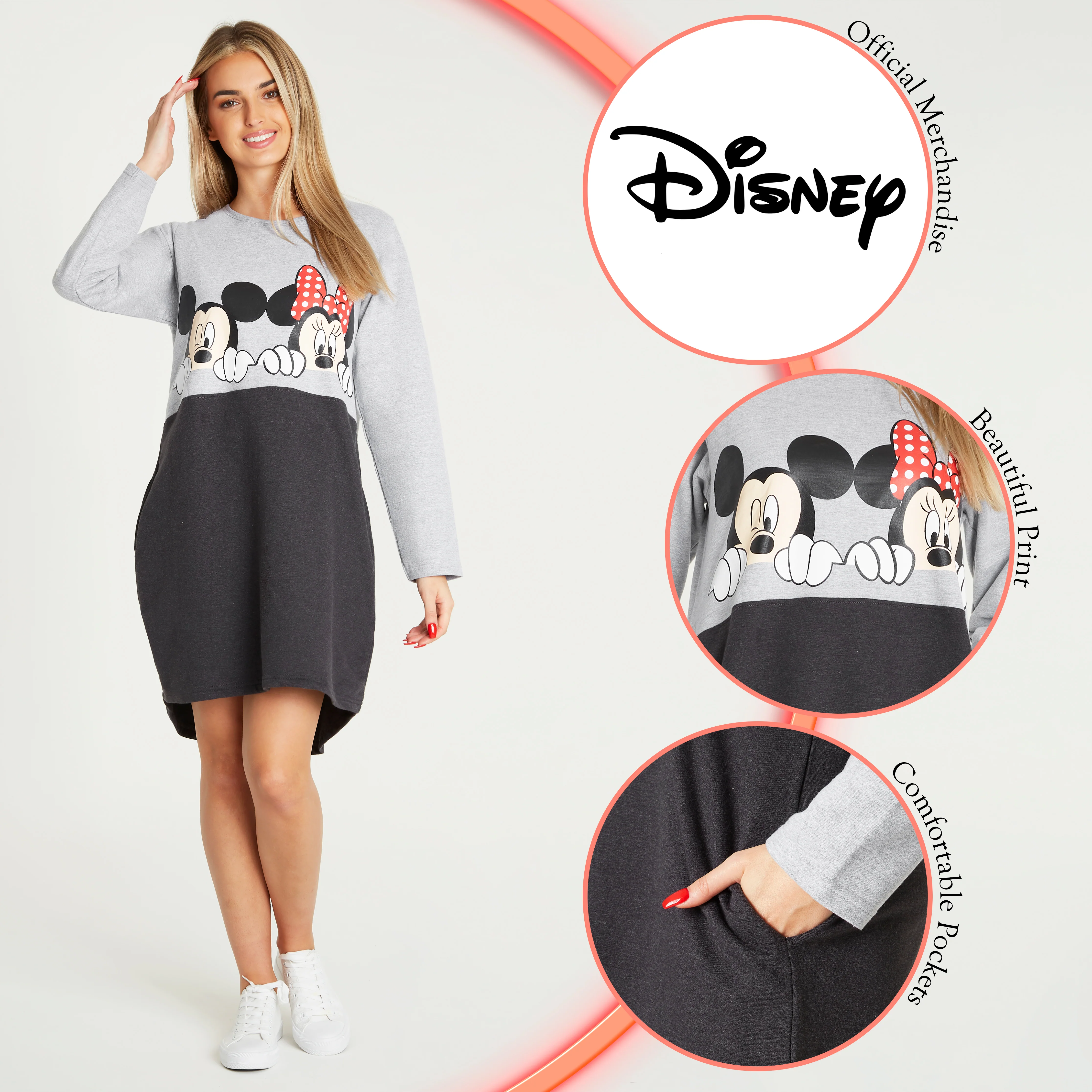 Disney Sweater Dress Mickey Mouse Minnie Mouse Oversized Hoodie Dress - Image 3