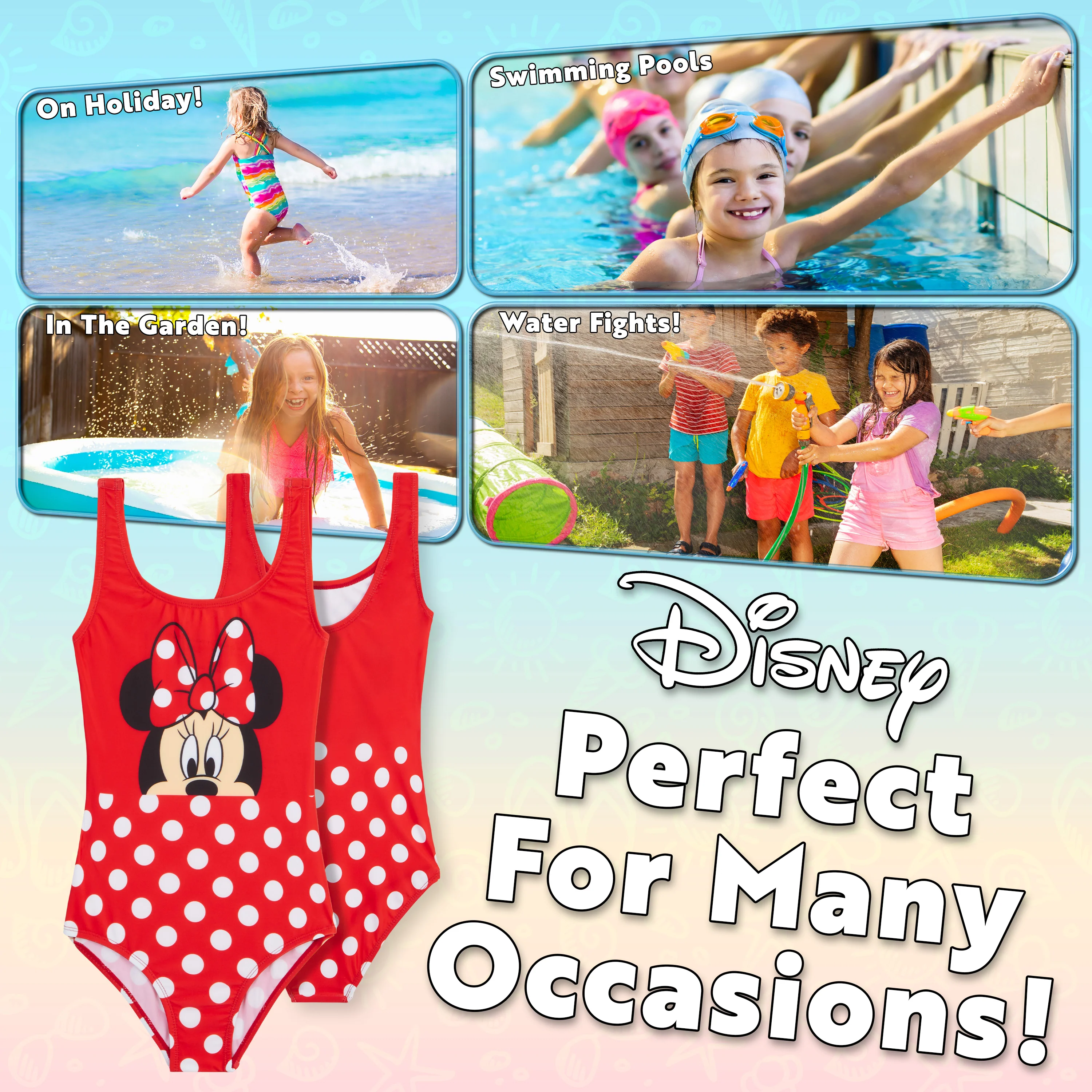 Disney Swimming Costume, Girls One Piece Swimsuit - Minnie Mouse - Image 4