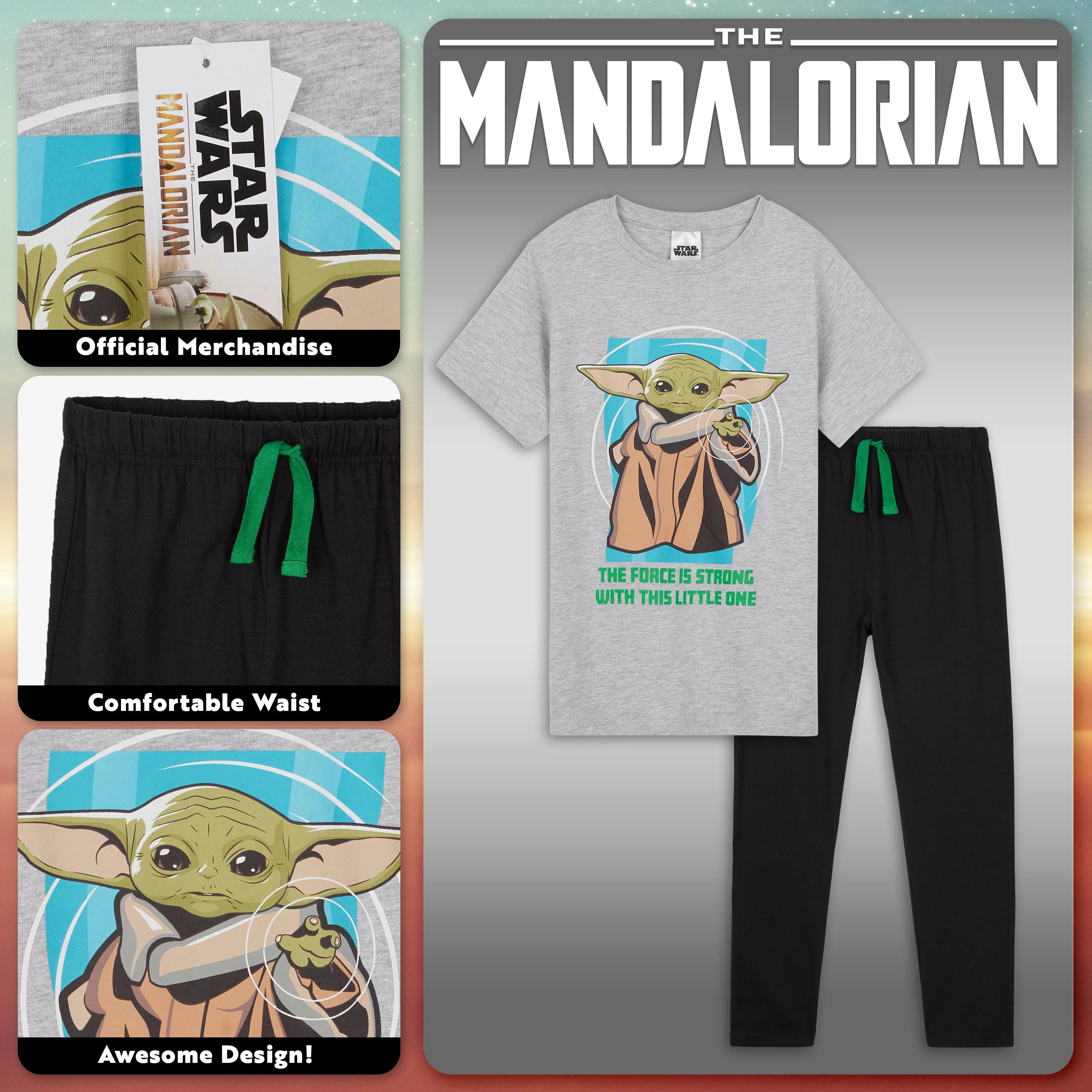 Disney The Mandalorian Boys Pyjamas, Baby Yoda Pyjama Set for Boys - Image 3