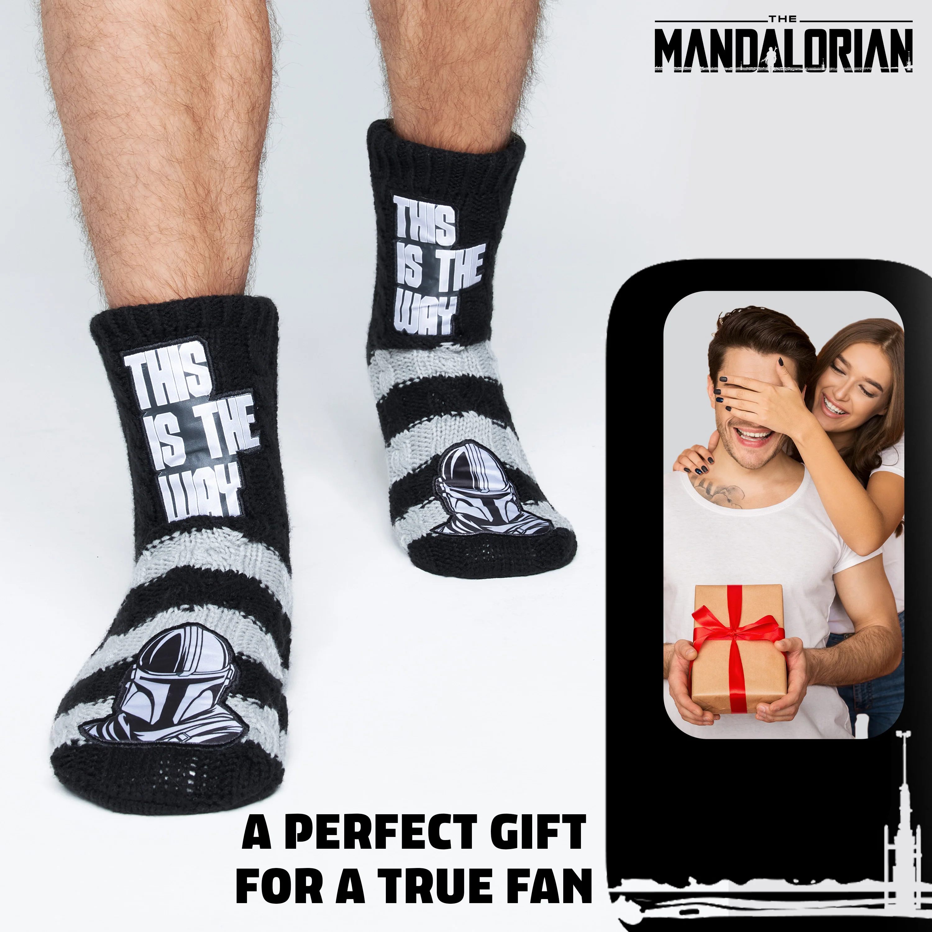 Disney The Mandalorian Fluffy Socks, Baby Yoda Mens Slipper Socks, Warm Knitted Socks - Image 3