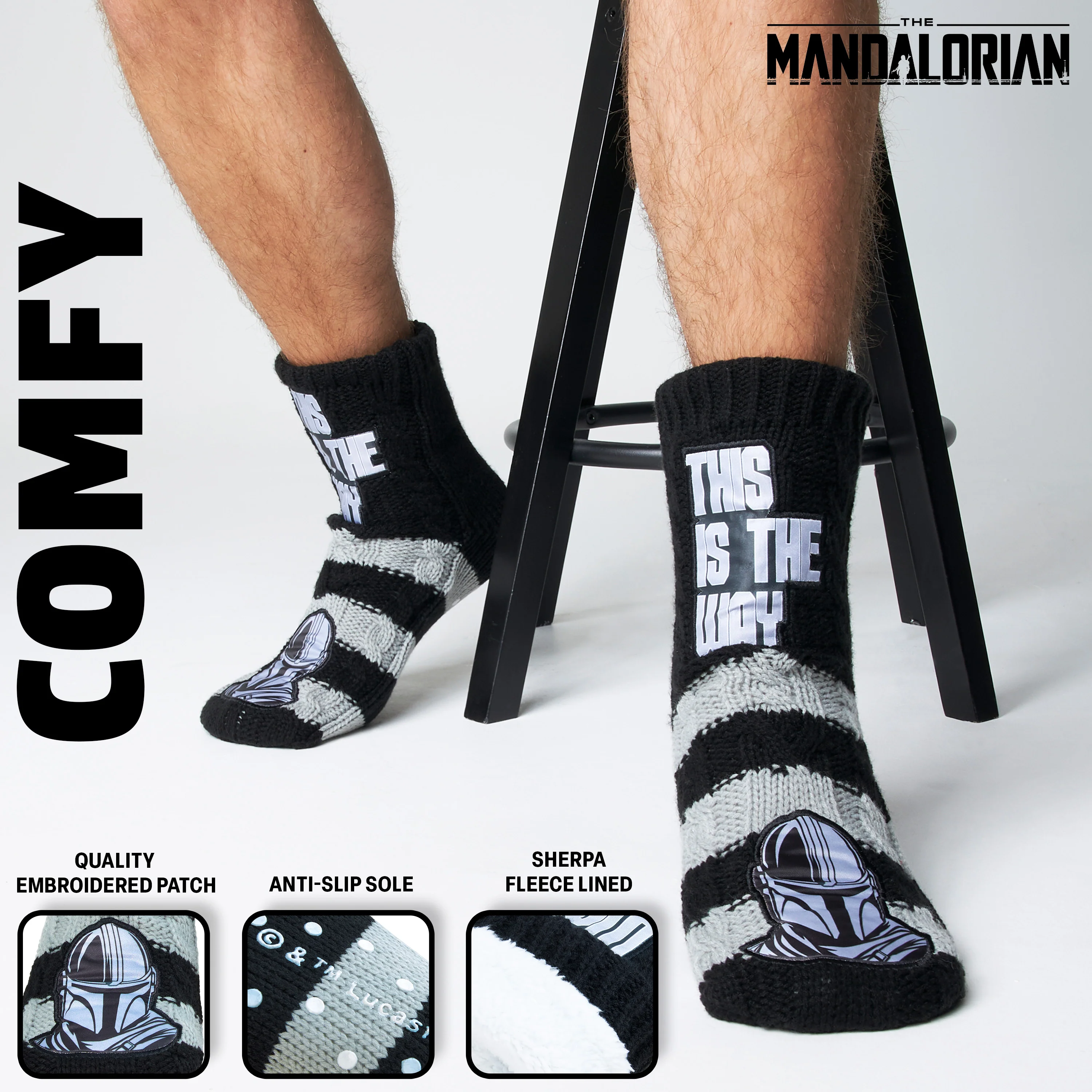 Disney The Mandalorian Fluffy Socks, Baby Yoda Mens Slipper Socks, Warm Knitted Socks - Image 5
