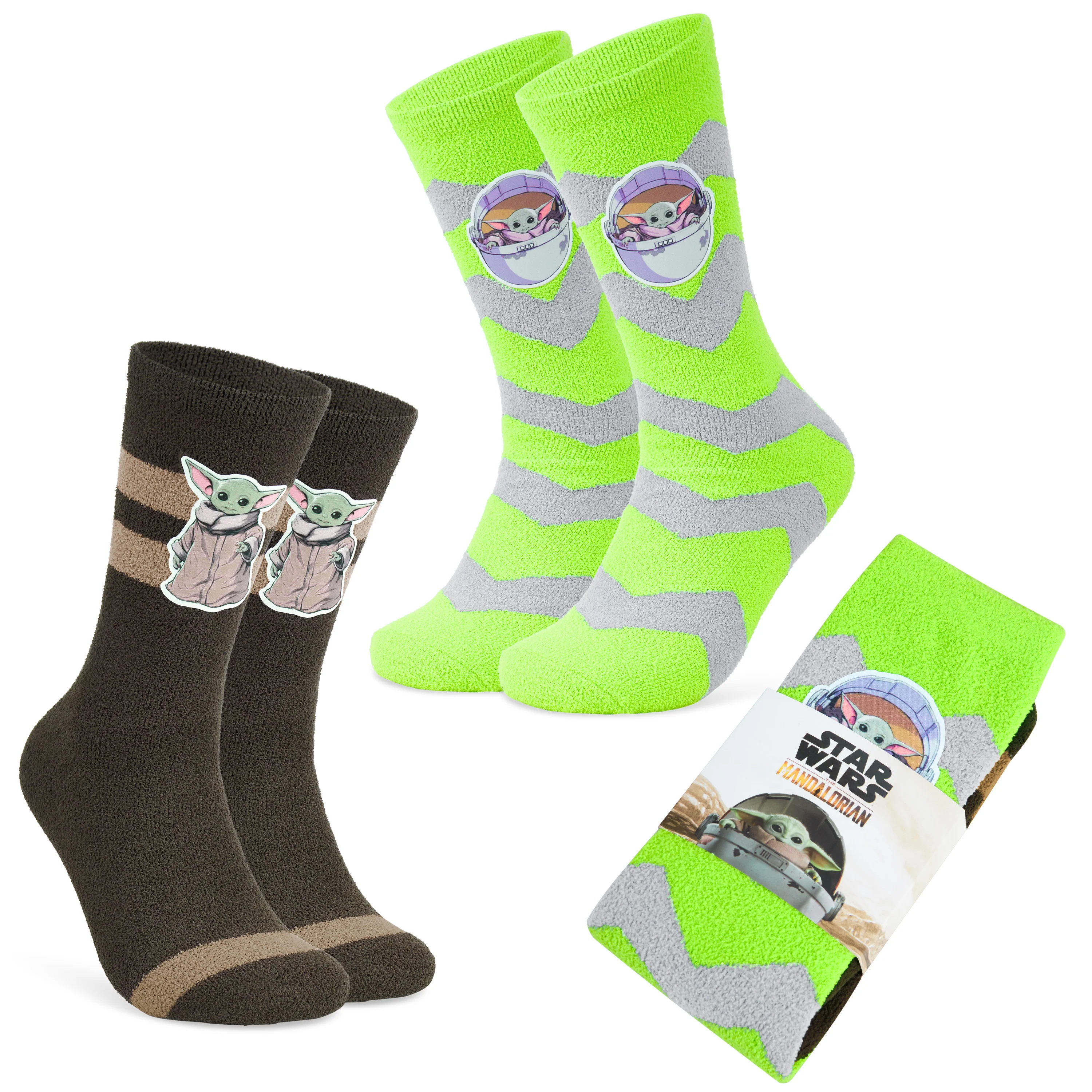 Disney The Mandalorian Fluffy Socks Multipack Mens Slipper Socks, Baby Yoda Gifts for Men