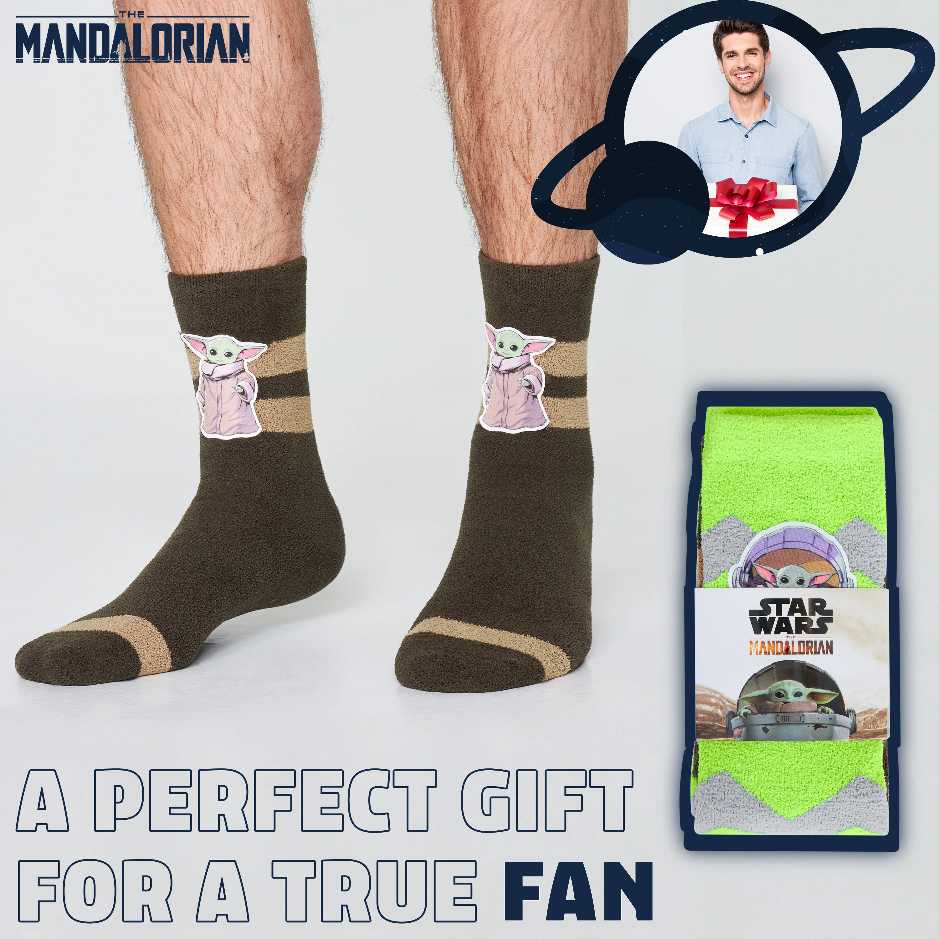 Disney The Mandalorian Fluffy Socks Multipack Mens Slipper Socks, Baby Yoda Gifts for Men - Image 4