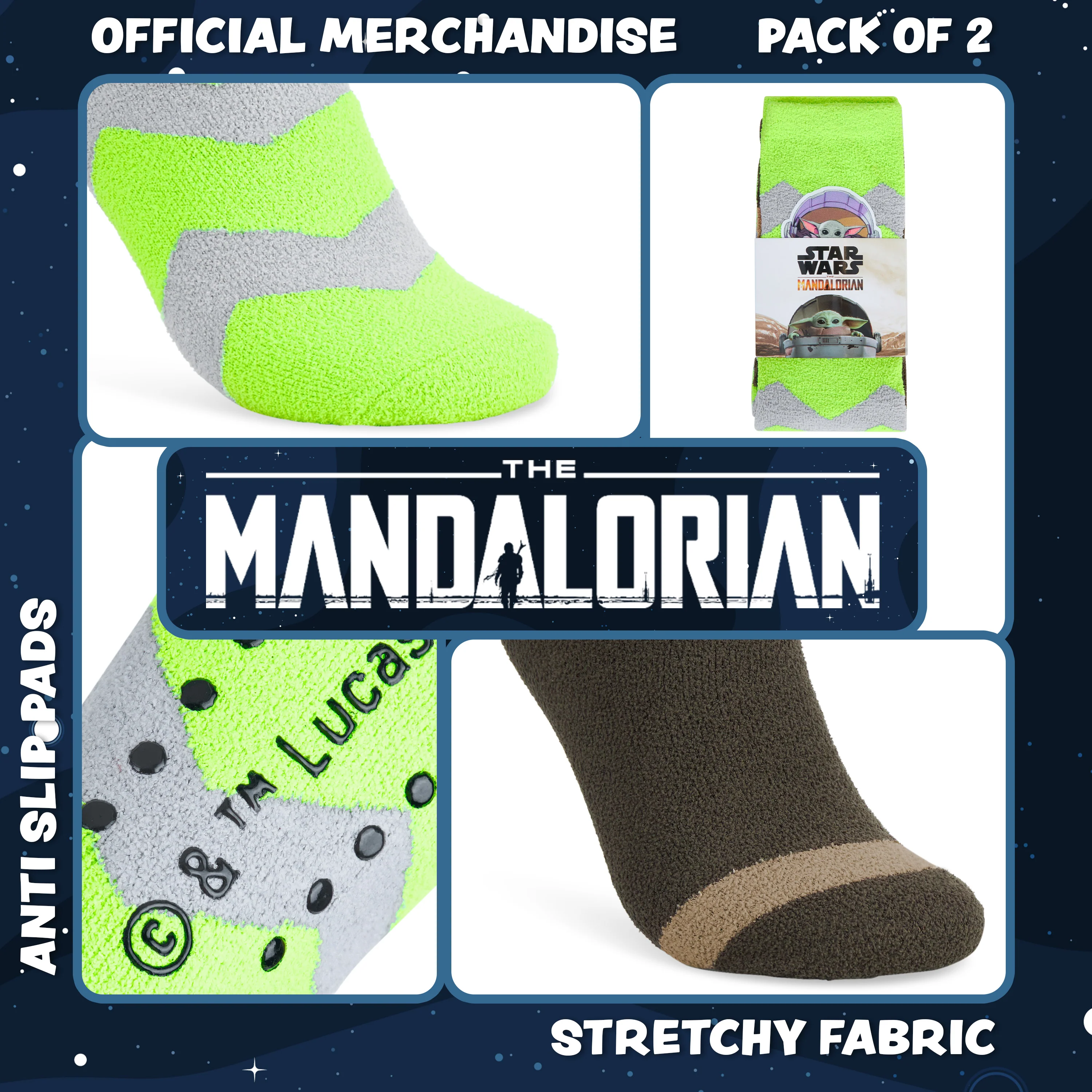 Disney The Mandalorian Fluffy Socks Multipack Mens Slipper Socks, Baby Yoda Gifts for Men - Image 5