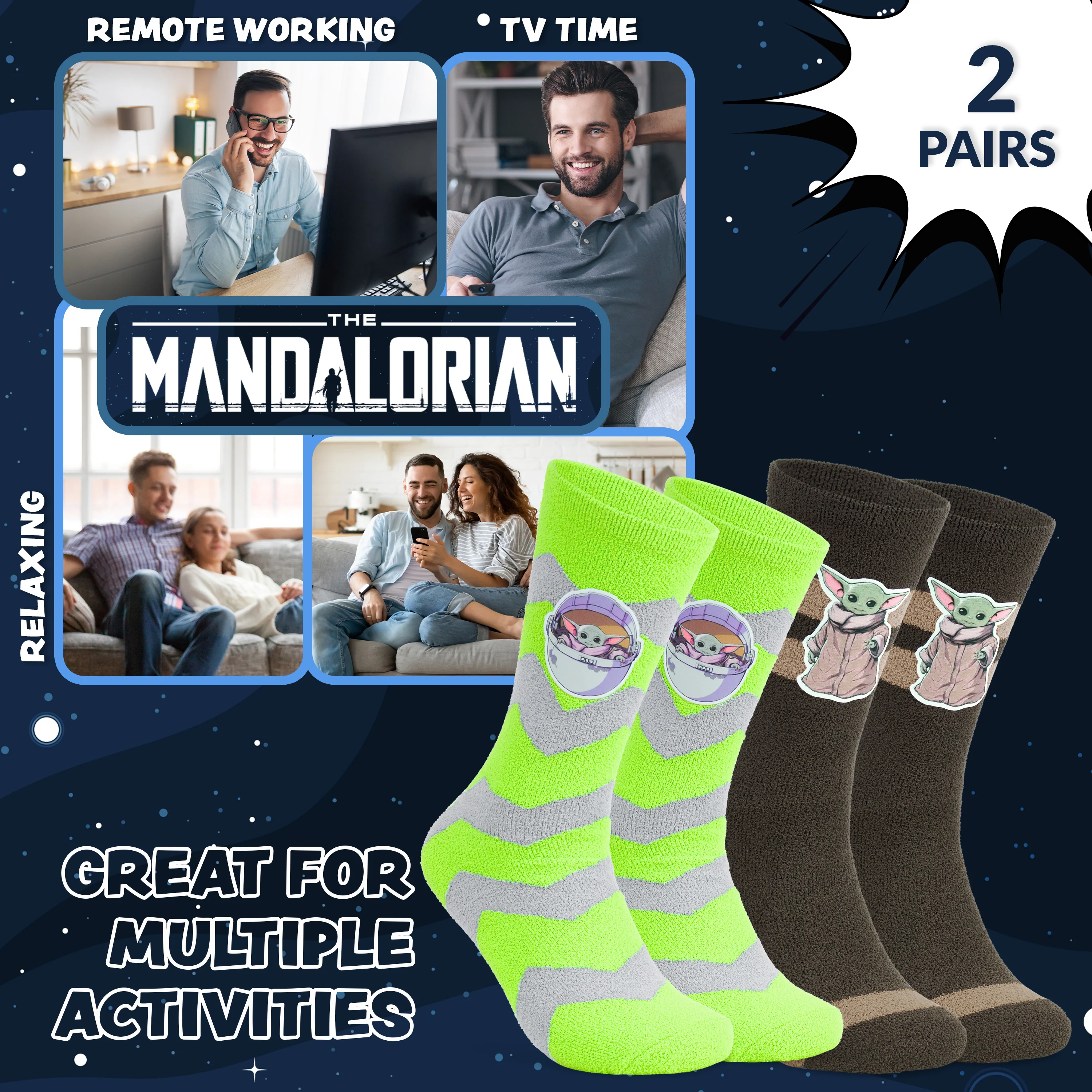 Disney The Mandalorian Fluffy Socks Multipack Mens Slipper Socks, Baby Yoda Gifts for Men - Image 7