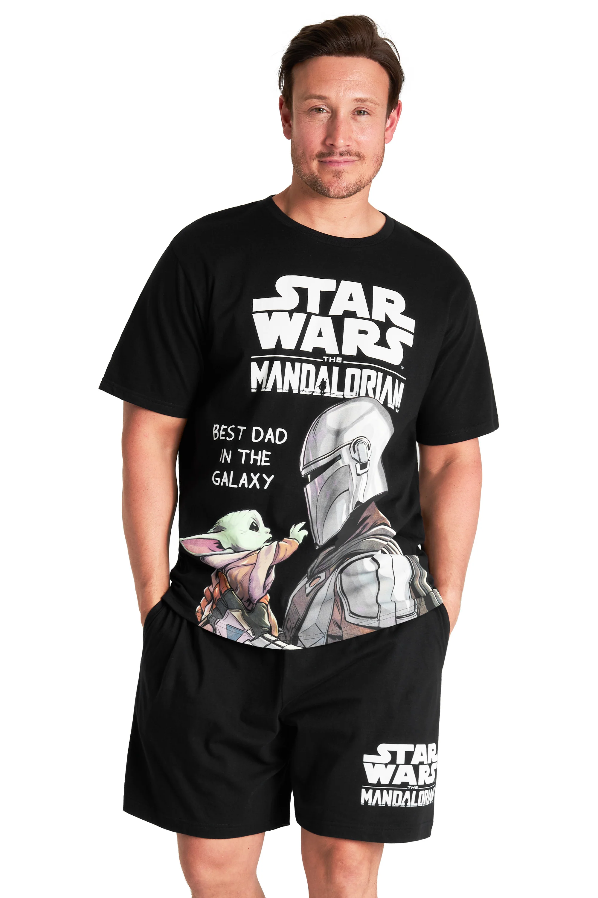 Disney Star Wars Mens Short Pyjamas Set, Dad Loungewear - Baby Yoda