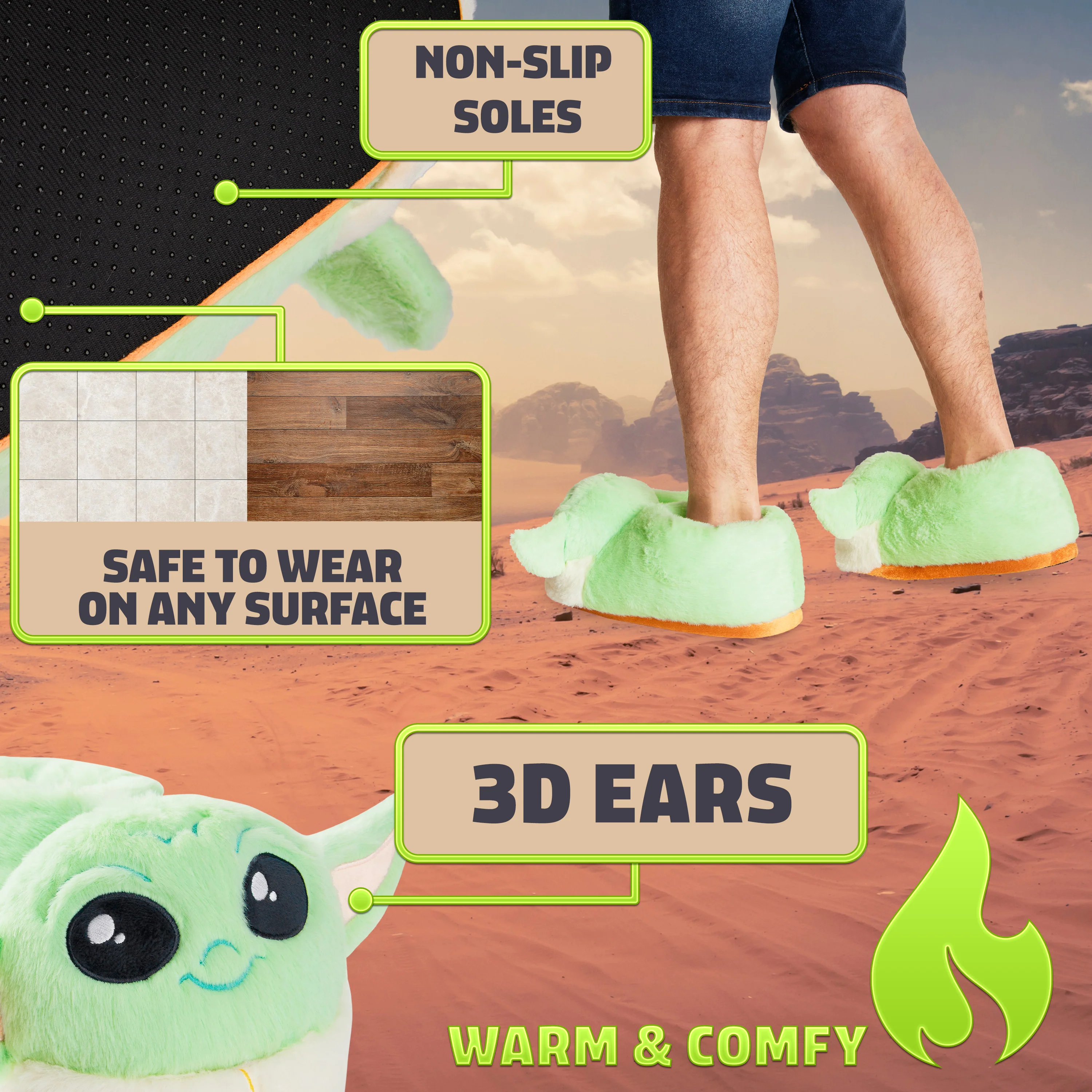Disney The Mandalorian Men's Slippers, Baby Yoda Slippers for Men - Image 4