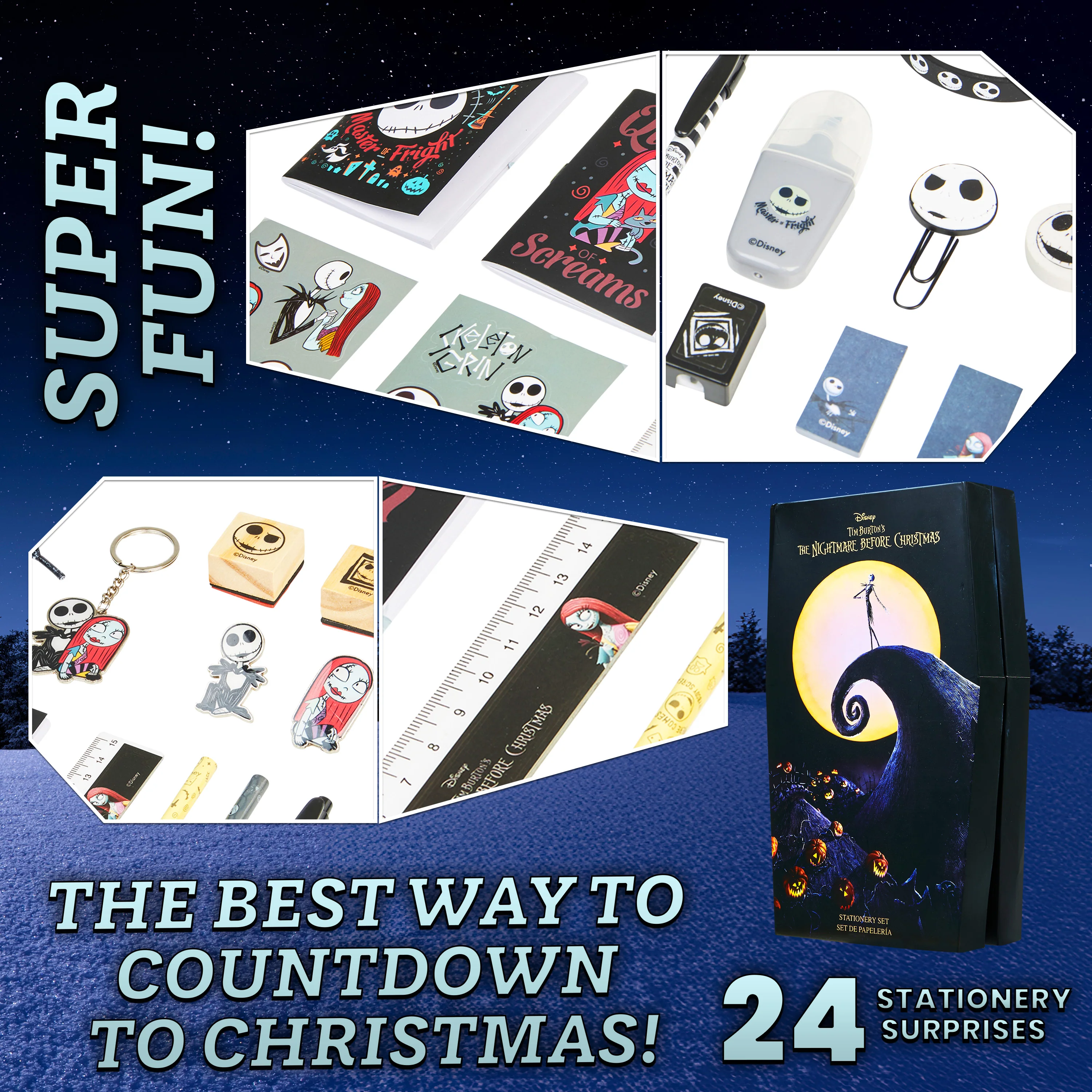 Disney The Nightmare Before Christmas Advent Calendar 2025 Women Teens, Countdown Calendar with Stationery (Black) - Image 4