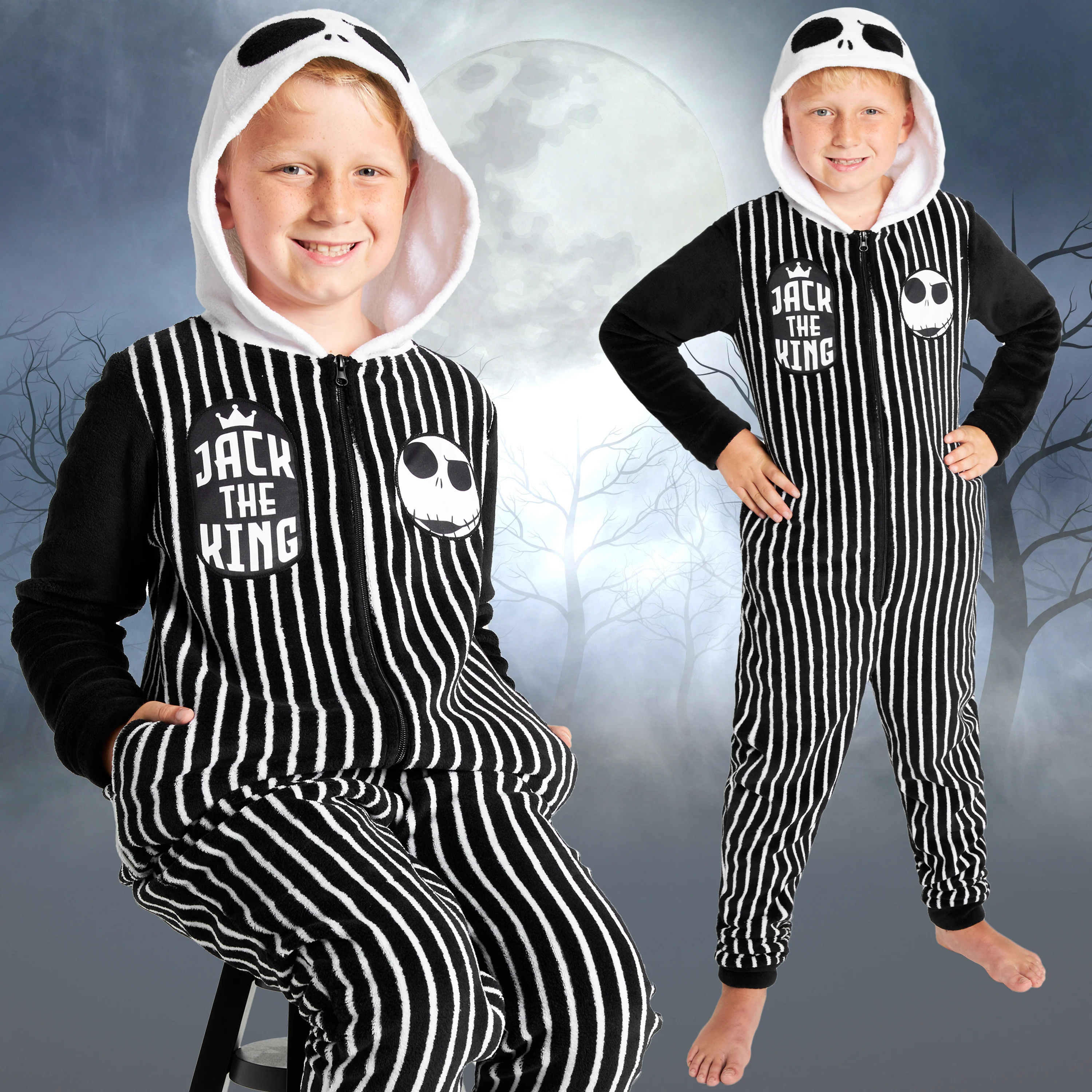 Disney The Nightmare Before Christmas Boys Fleece Onesie with Hood Cosy Loungewear -Gifts for Boys - Image 5