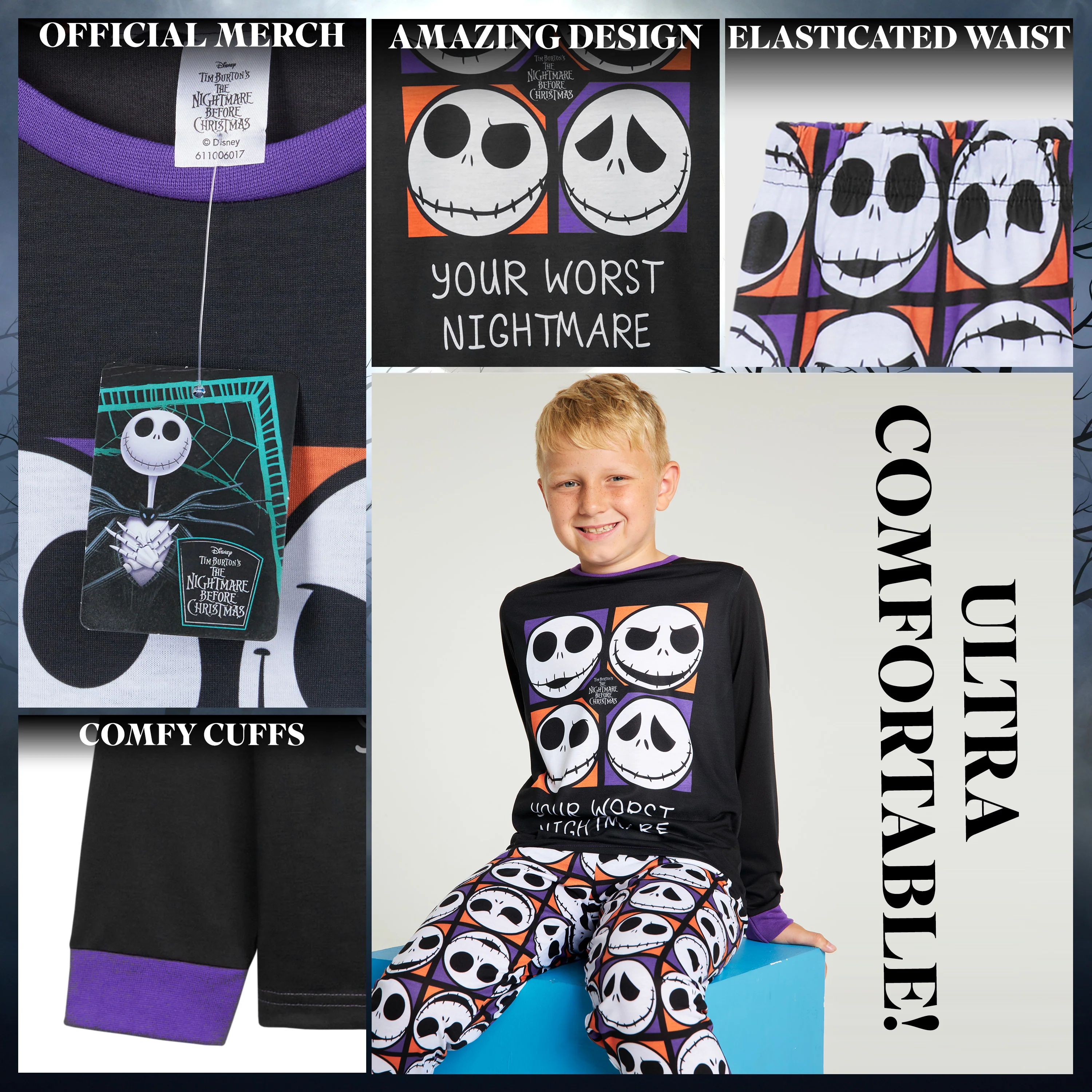 Disney The Nightmare Before Christmas Boys Long Pyjamas Set, Comfortable 2 Piece Nightwear Set - Boys Gifts - Image 4