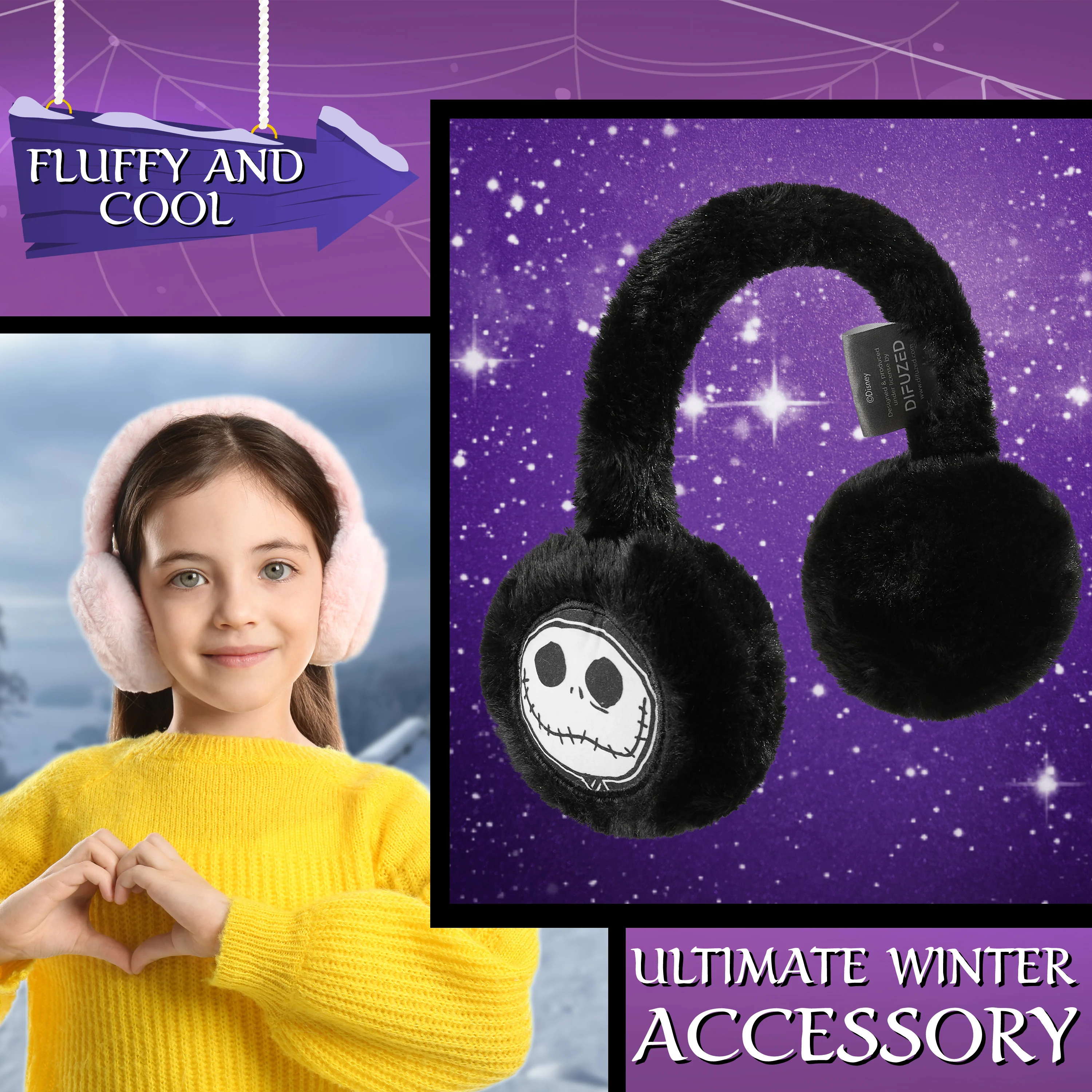 Disney The Nightmare Before Christmas Girls Fluffy Earmuffs - Gifts for Her - Image 4