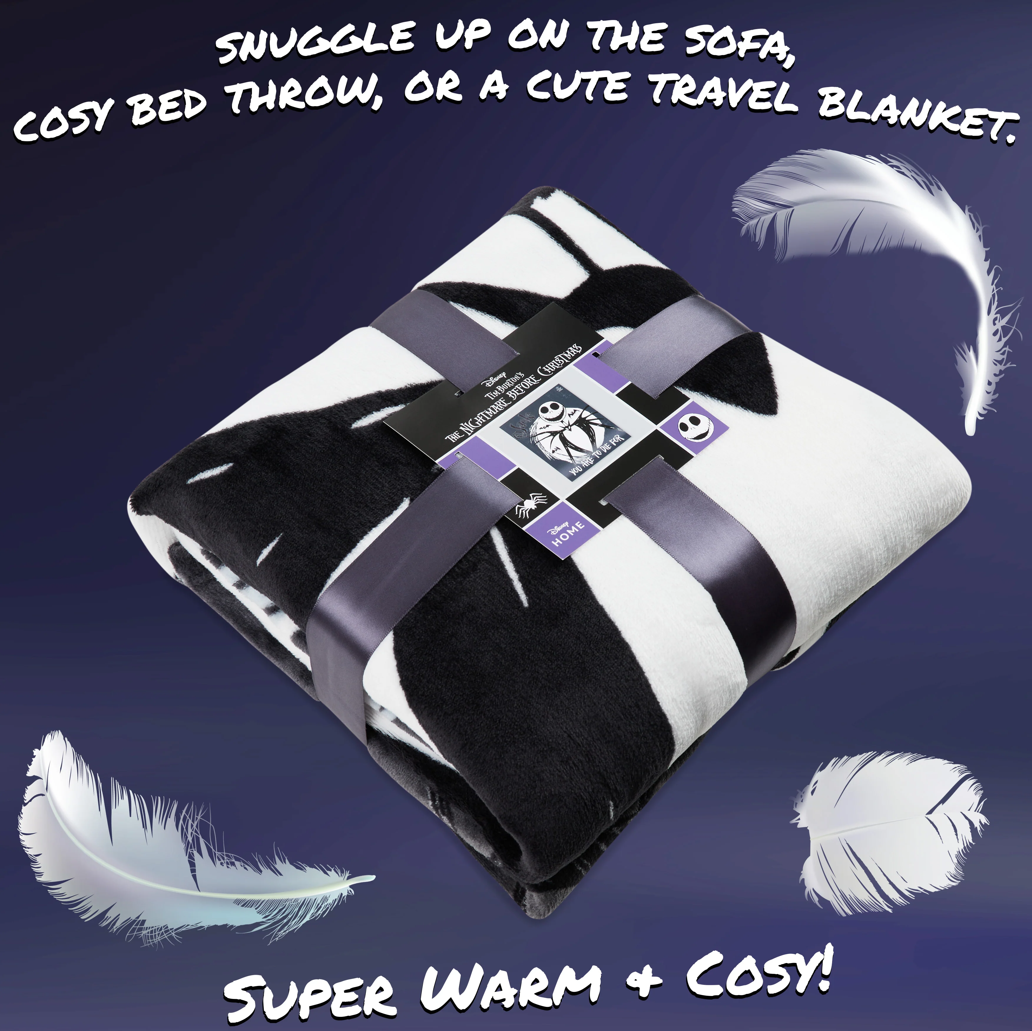 Disney The Nightmare Before Christmas Soft Fleece Bed Blanket 150 x 130cm (Black/White) - Image 4