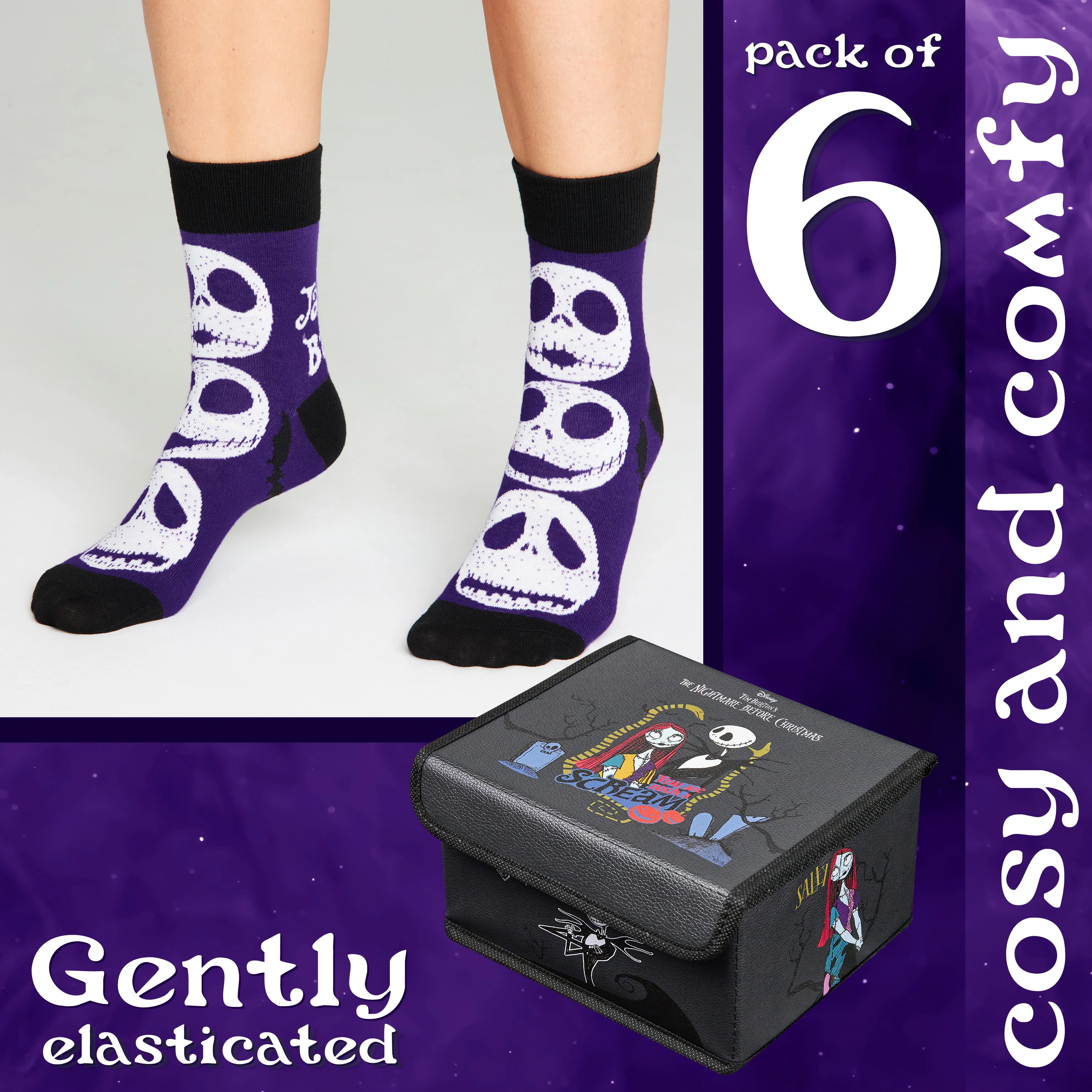 Disney The Nightmare Before Christmas Womens Calf Socks Pack of 6, Gifts for Her - Image 4