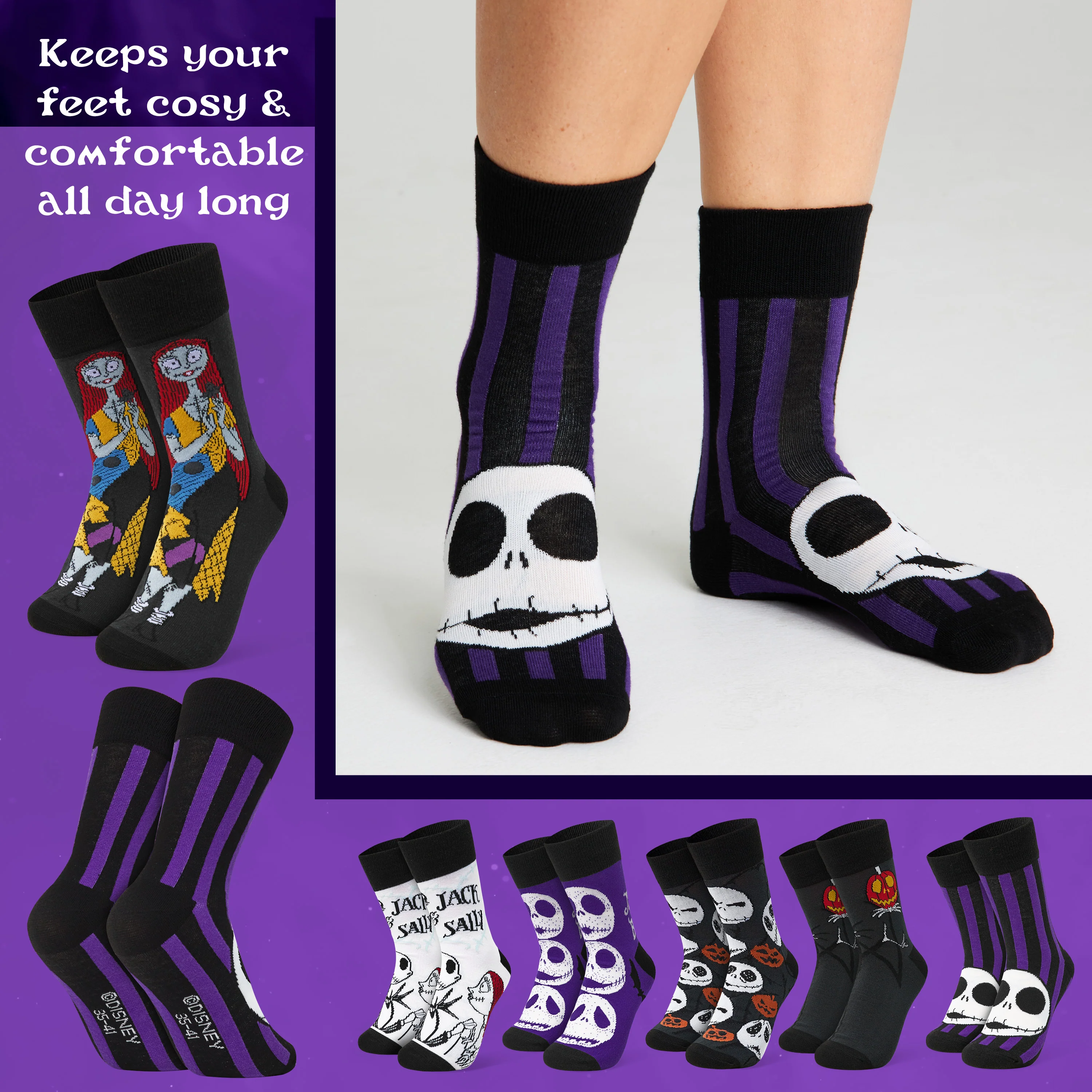 Disney The Nightmare Before Christmas Womens Calf Socks Pack of 6, Gifts for Her - Image 5