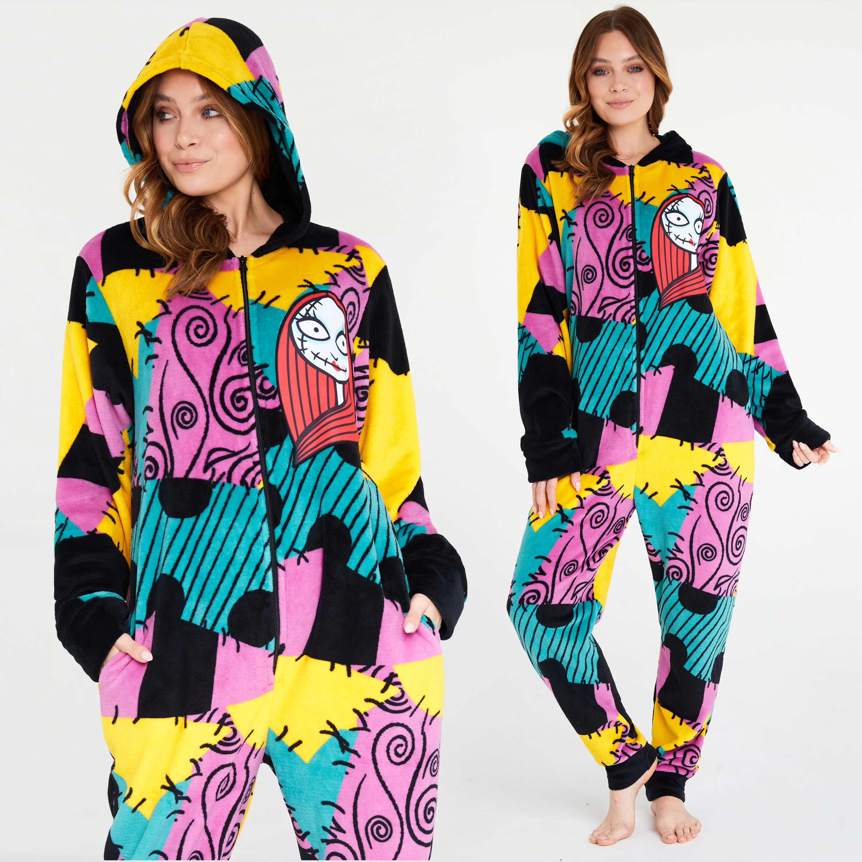 Disney The Nightmare Before Christmas Womens Fleece Onesie with Hood, Cosy Loungewear - Gifts for Her - Image 5