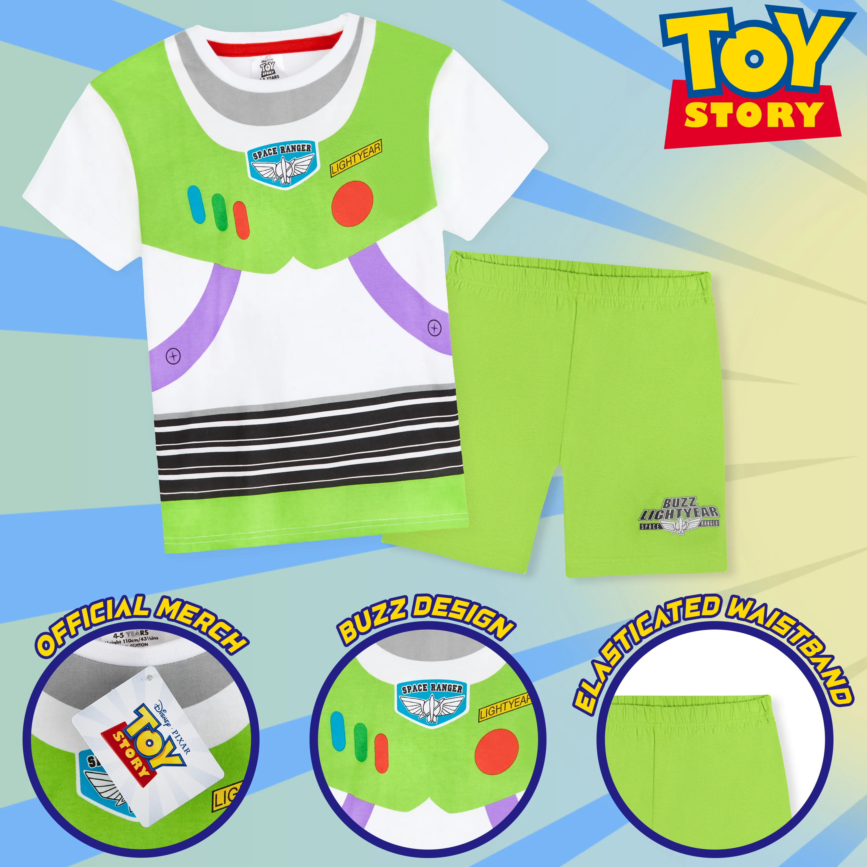 Disney Toy Story Boys Pyjamas, Kids Short PJs, Buzz, Woody, Forky Nightwear Set - Image 2