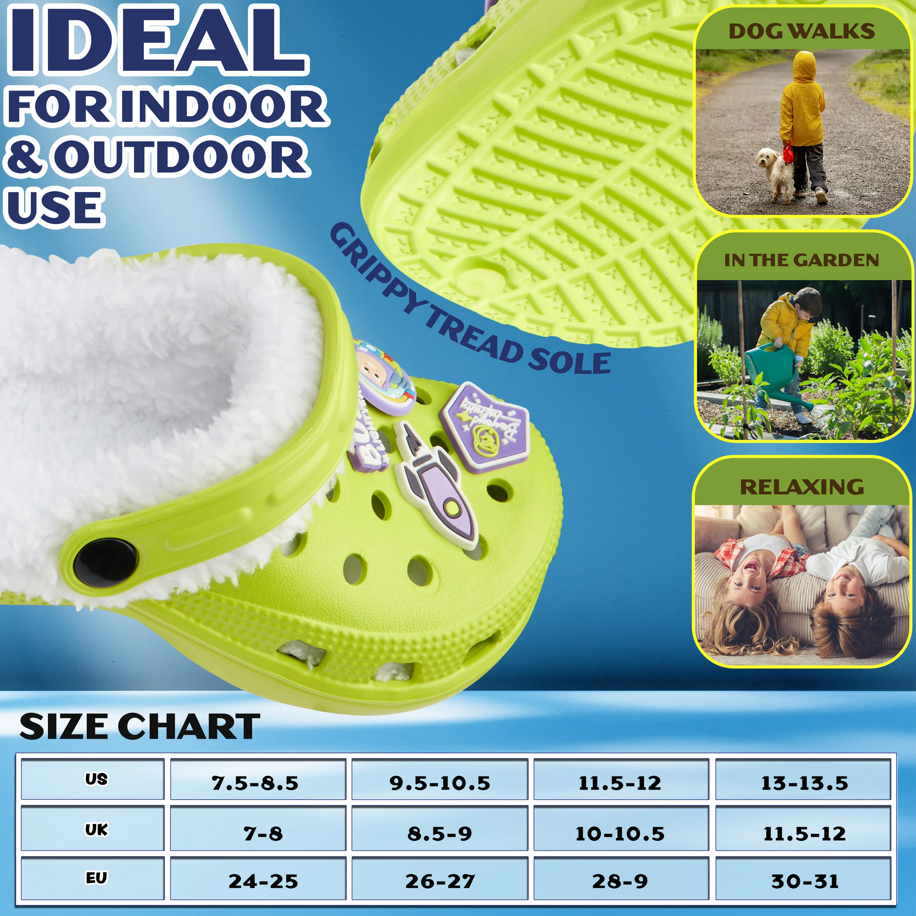 Disney Toy Story Buzz Lightyear Boys Winter Clogs Fleece Lining & Removable Charms, Kids Garden Shoes Slip On with Strap - Image 6